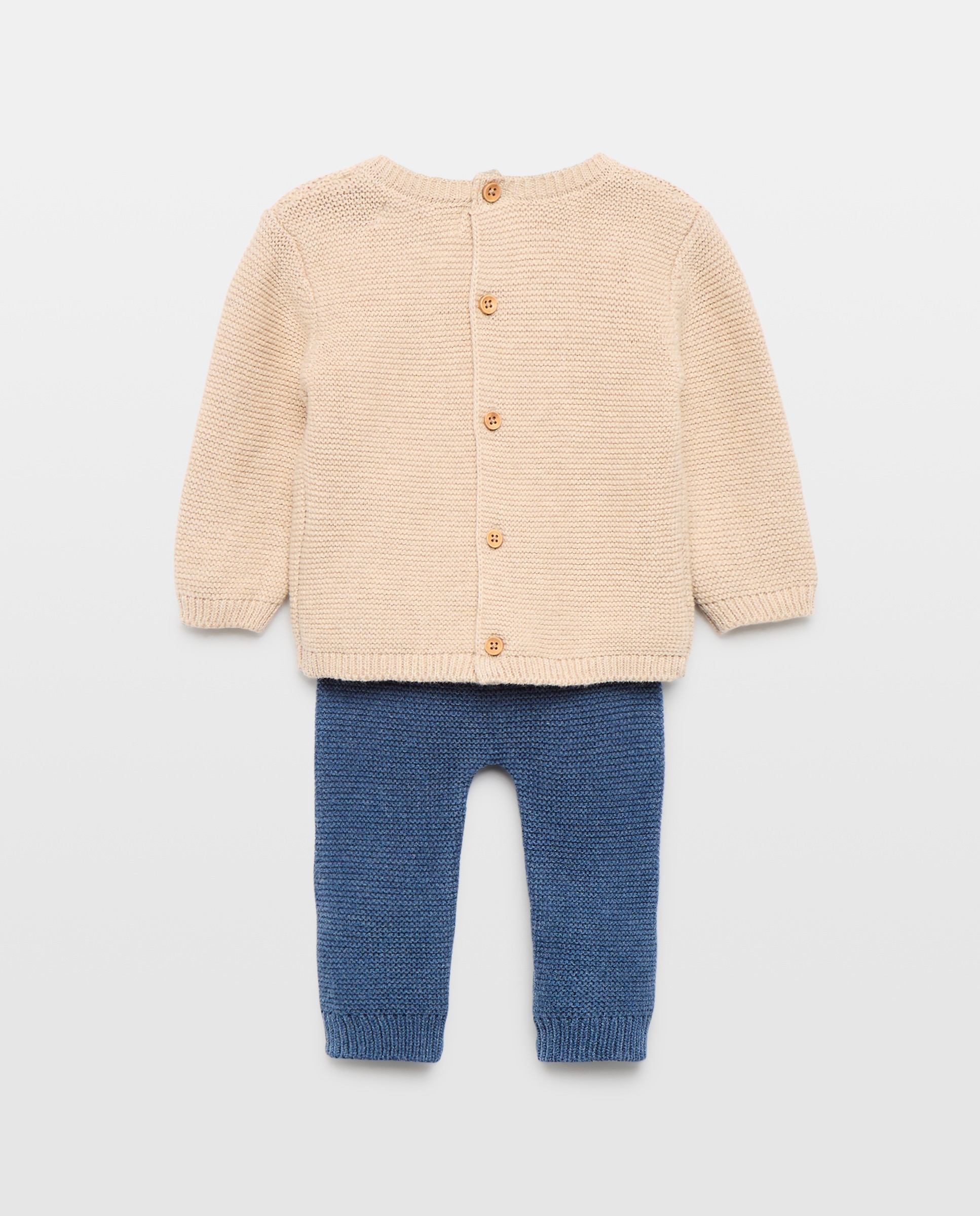 Conjunto de 2 Peças de Bebé com Manga Comprida e Calças de Tricot com Relevos Baby El Corte Inglés 120 Cru-2