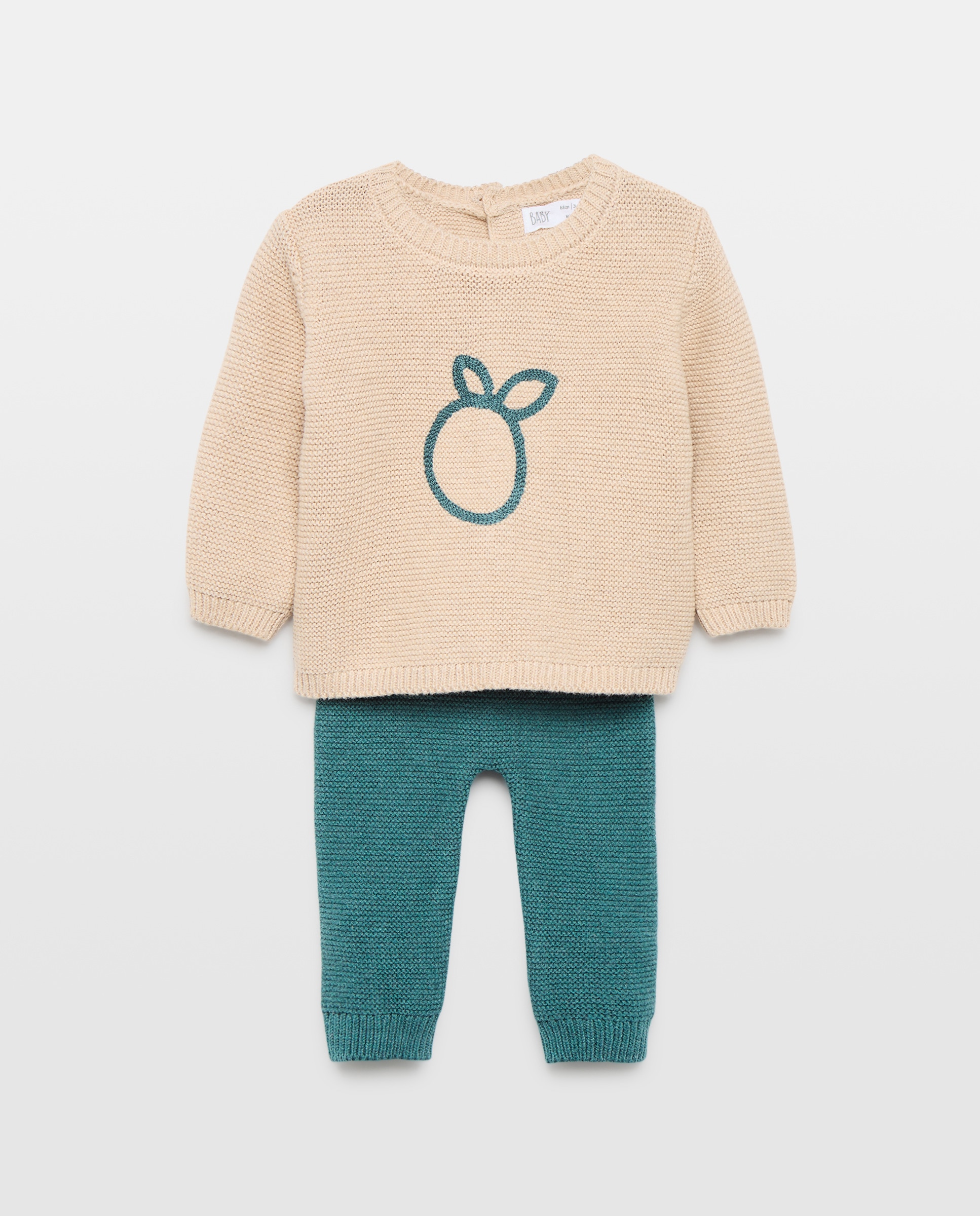 Imagem 0 de Conjunto de 2 Peças de Bebé com Manga Comprida e Calças de Tricot com Relevos