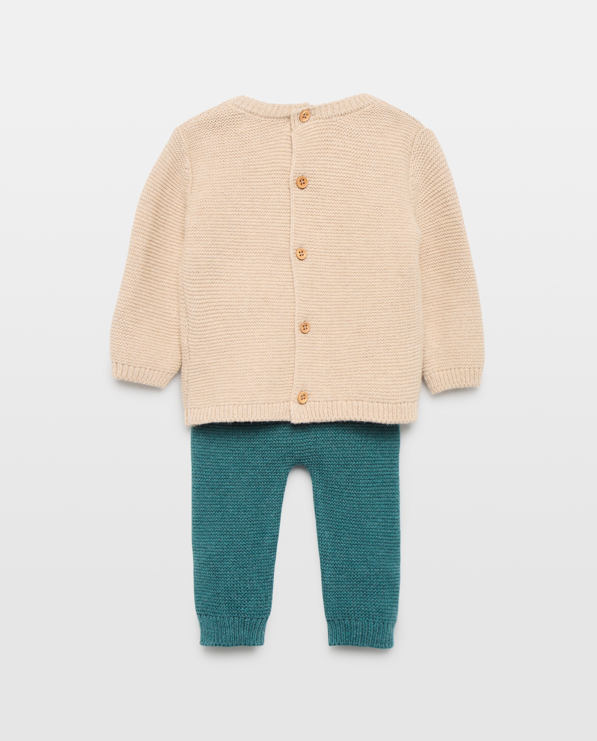 Conjunto de 2 Peças de Bebé com Manga Comprida e Calças de Tricot com Relevos Baby El Corte Inglés 510 Verde Claro-2