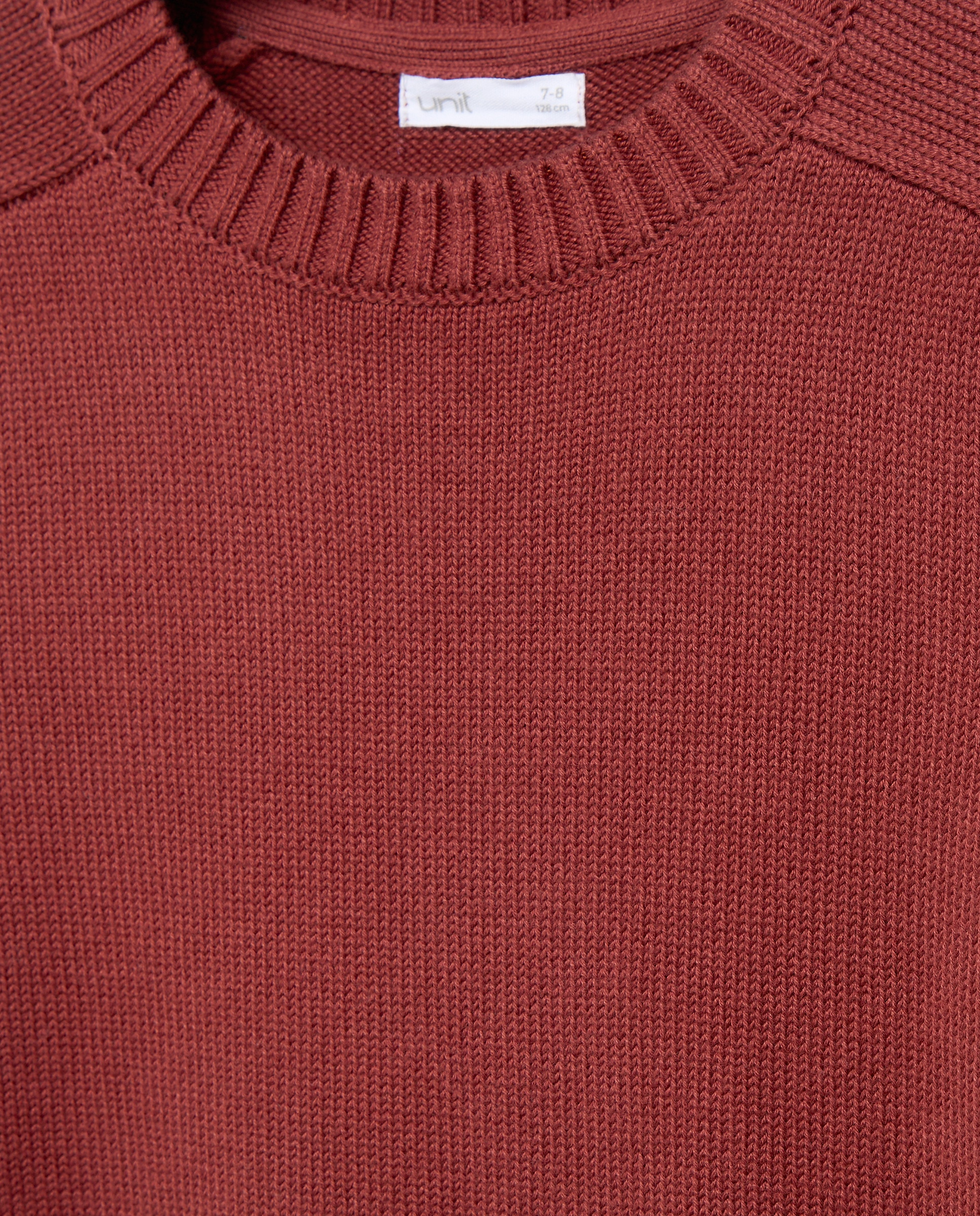 Jersey de niño cuello caja punto grueso rayas Naranja quemado-3
