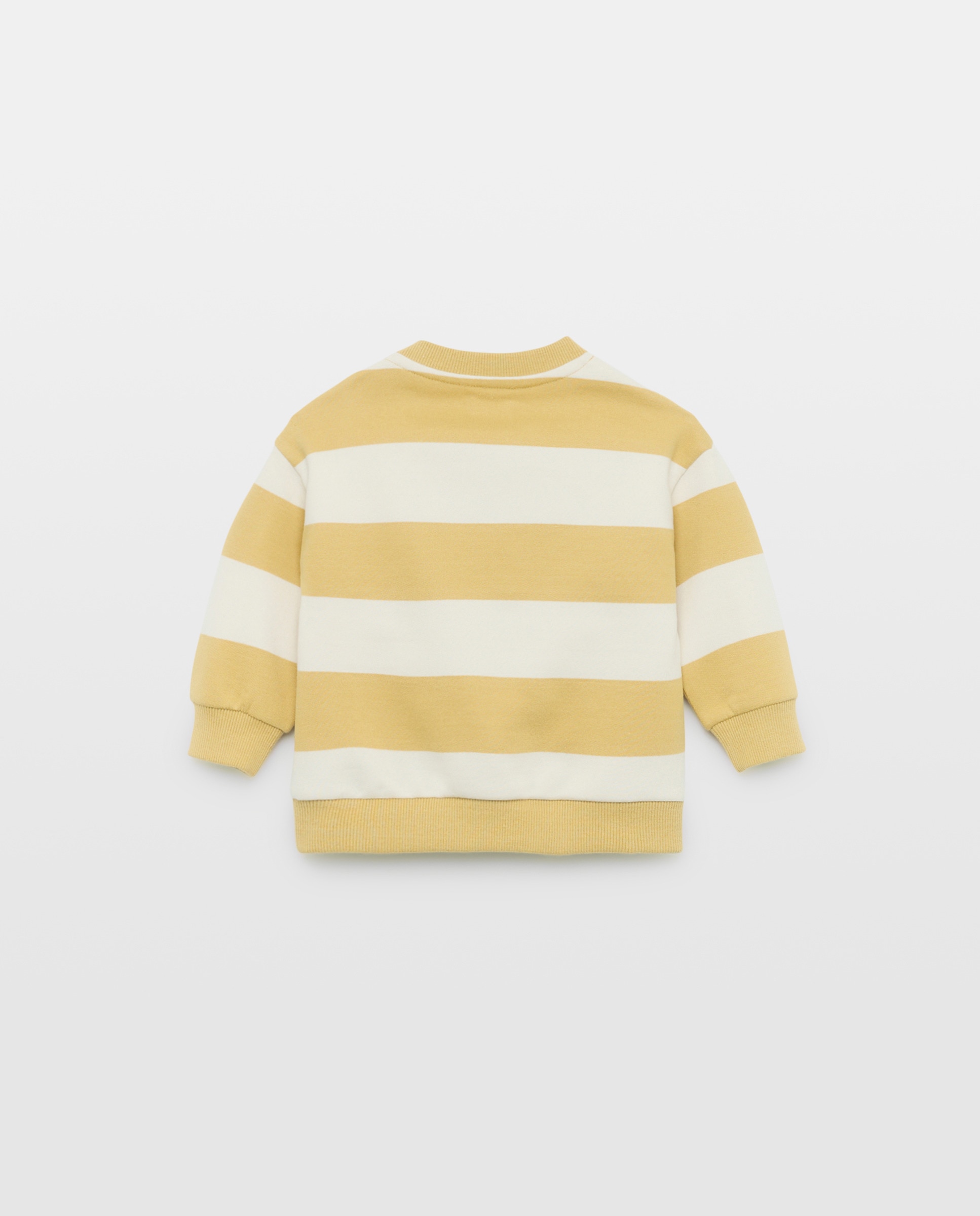 Sudadera de bebé cuello caja rayas Mostaza-2