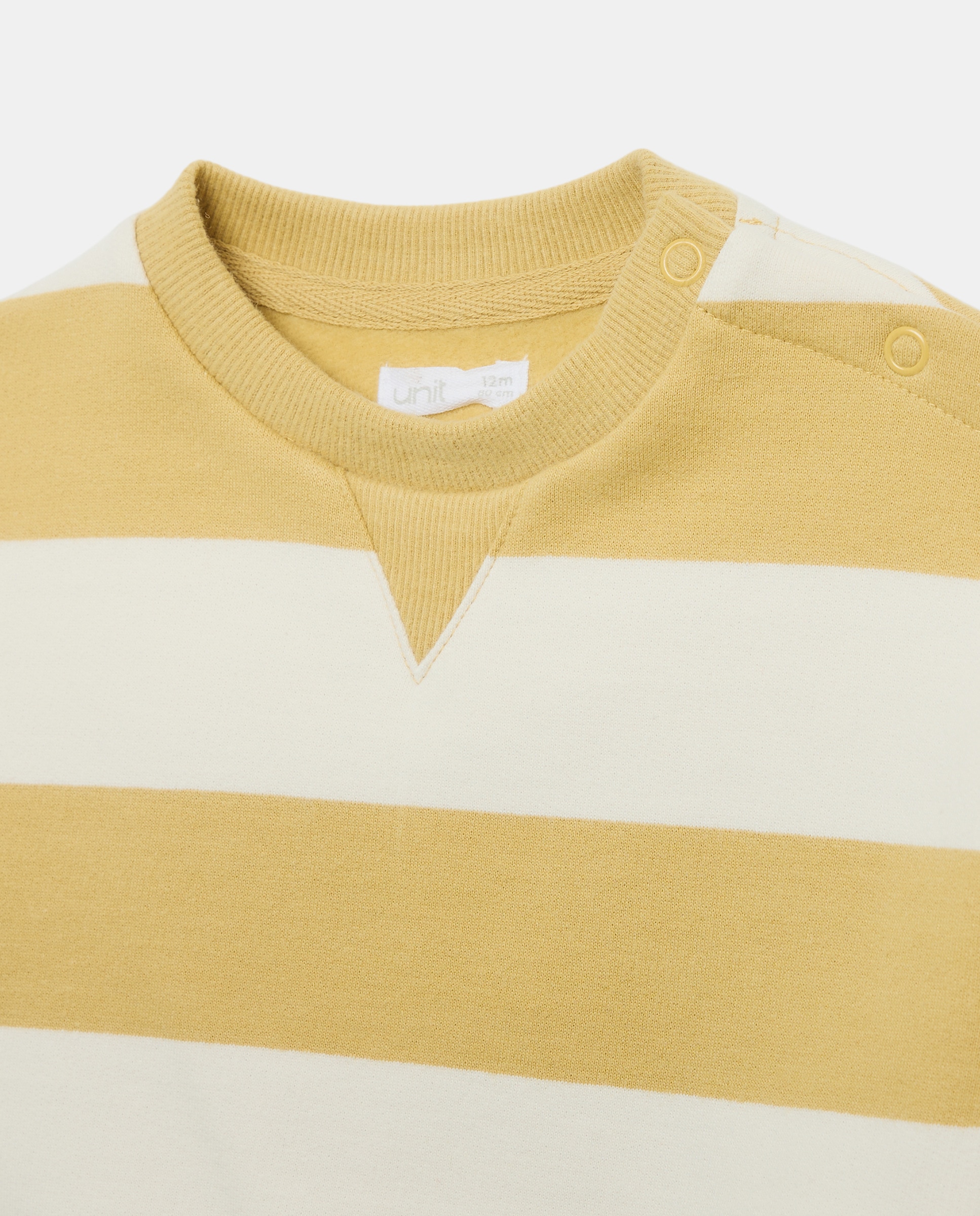 Sudadera de bebé cuello caja rayas Mostaza-3