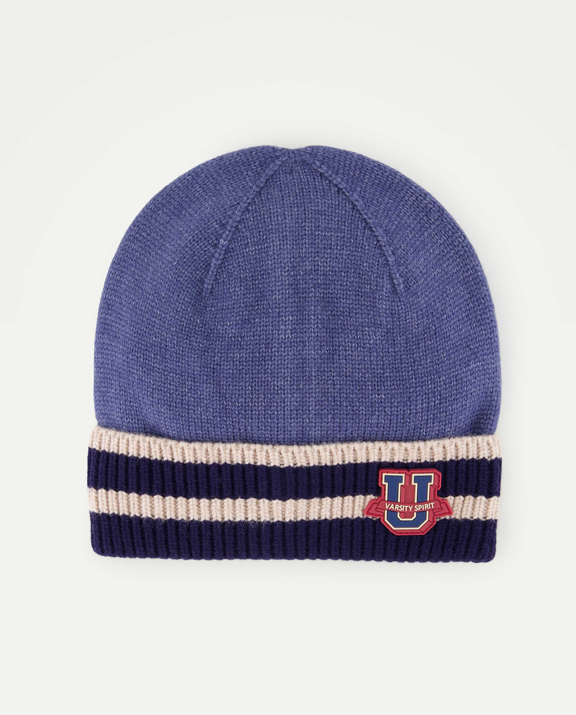 Gorro rib contraste rayas parche letra de niño - Kids El Corte Inglés - Azul marino Azul marino-1