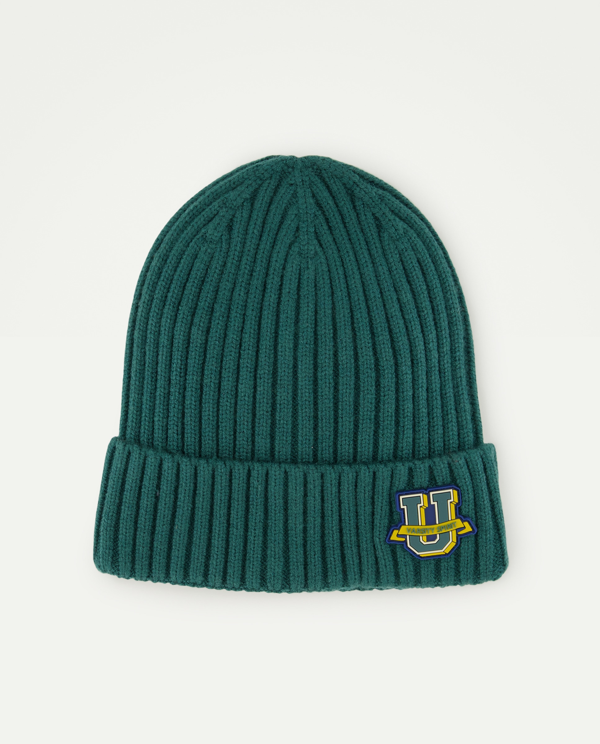 Gorro rib contraste rayas parche letra de niño - Kids El Corte Inglés - 530 Verde oscuro 530 Verde oscuro-1