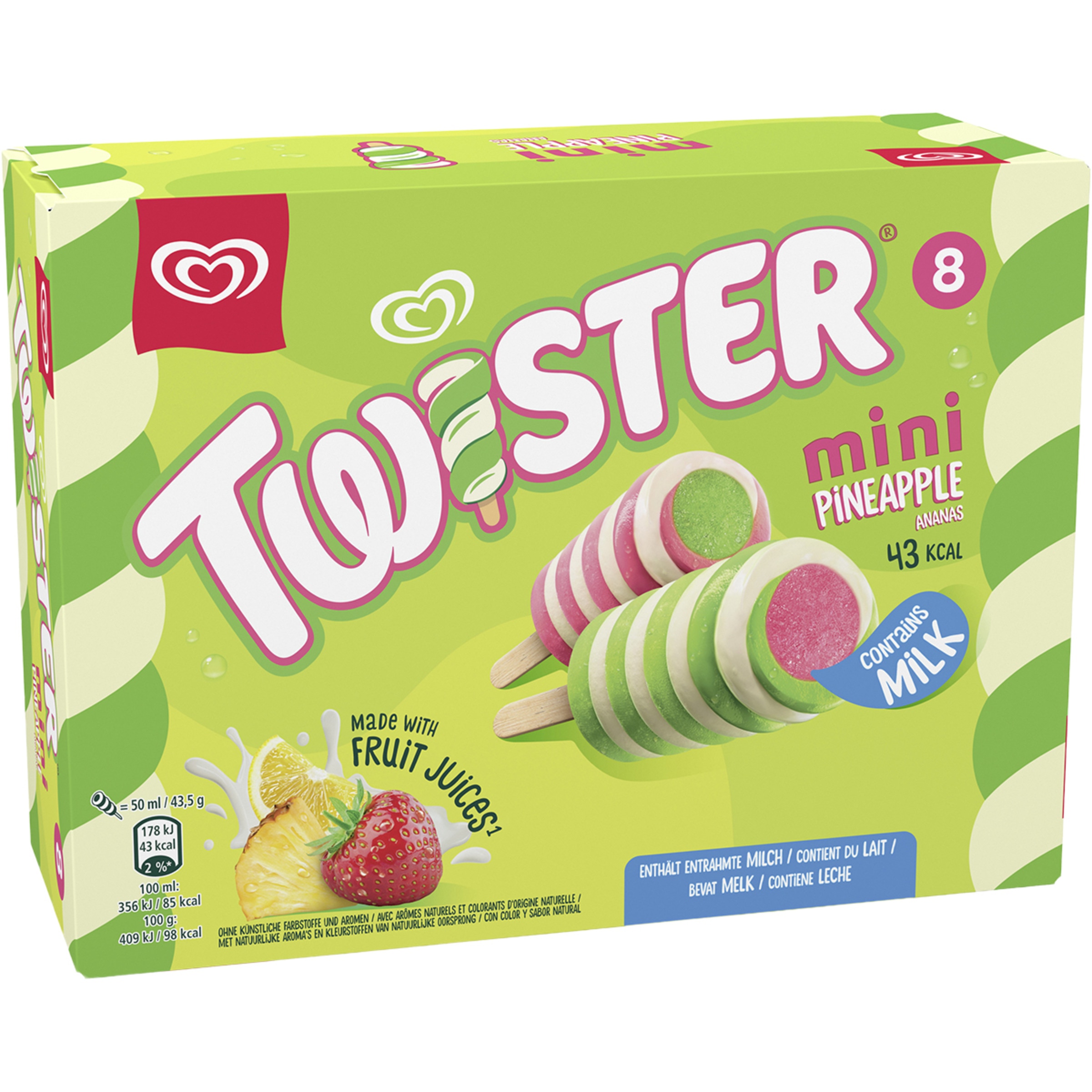 mini Twister con zumo de frutas sin gluten 8 unidades estuche 400 ml