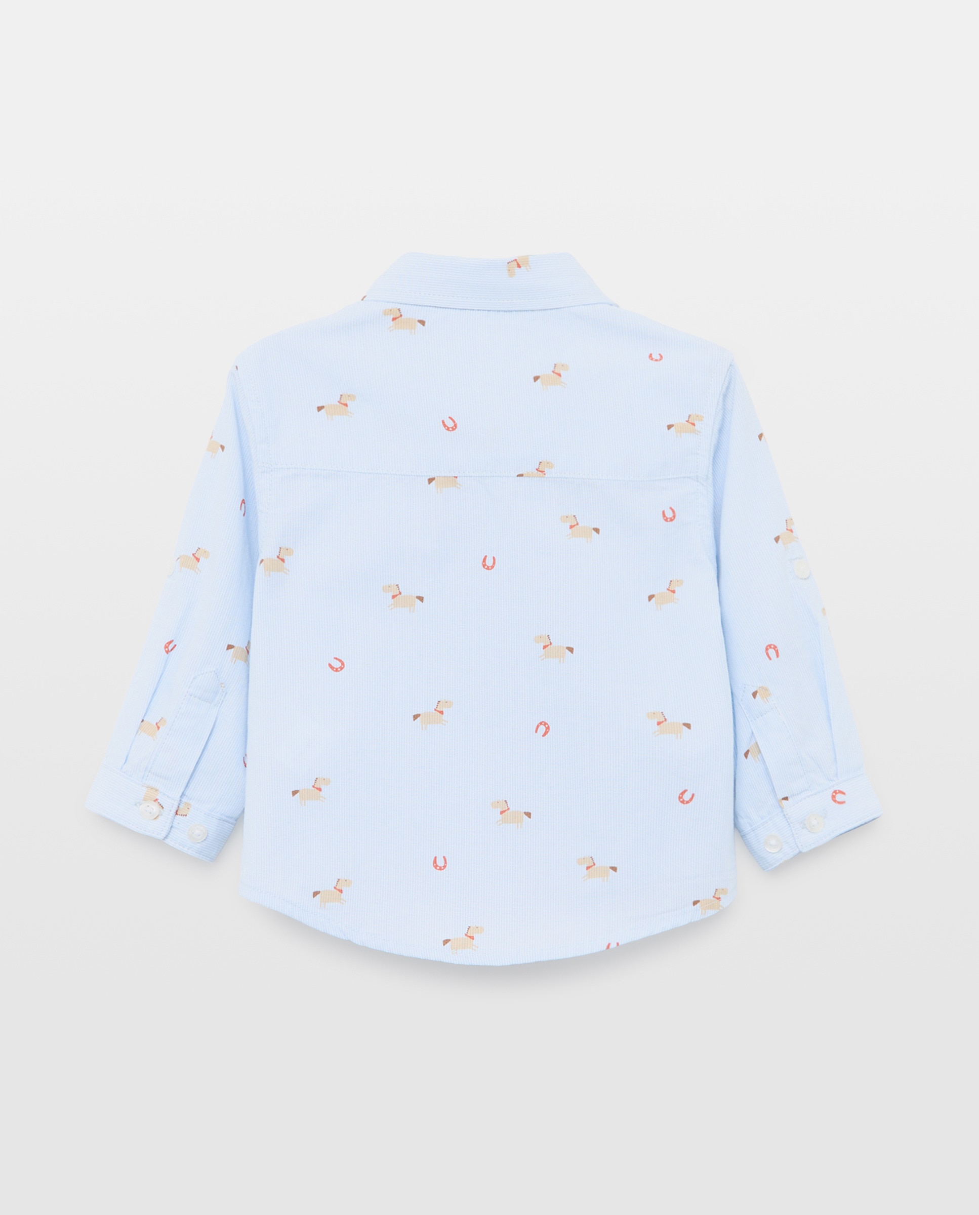 Camisa de Bebé em Popelina com Manga Comprida e Fantasia Azul-2