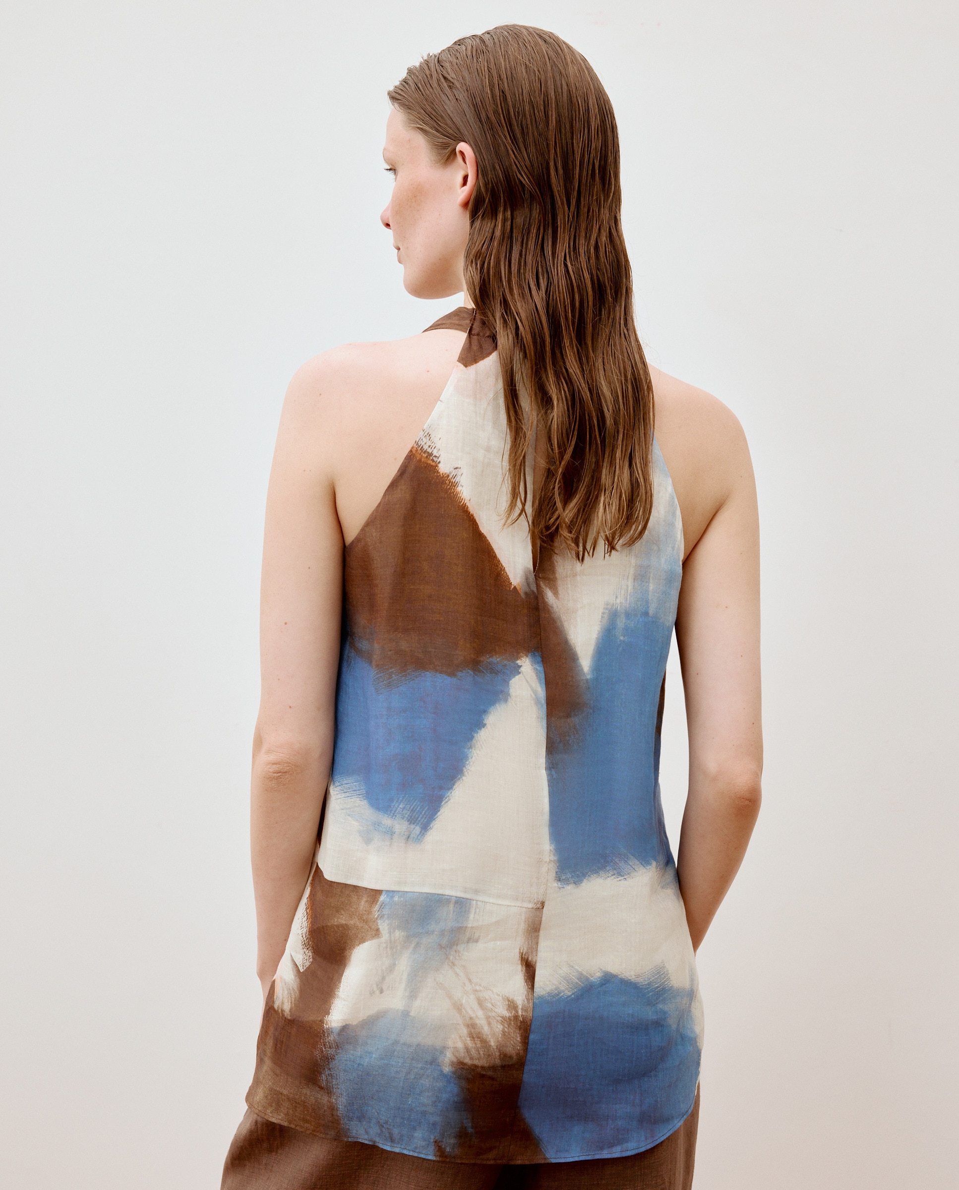 Top Halter com Estampado Geométrico Azul-3