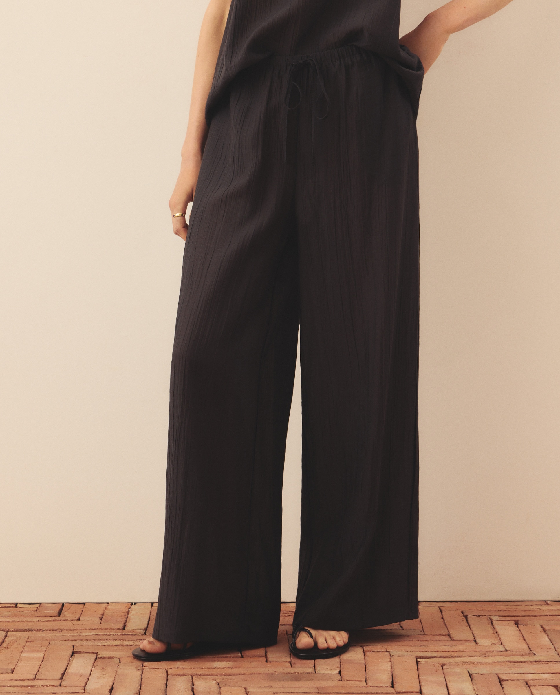 Pantalón fluido de mujer realizado en tencel - Southern Cotton - Plomo Plomo-2