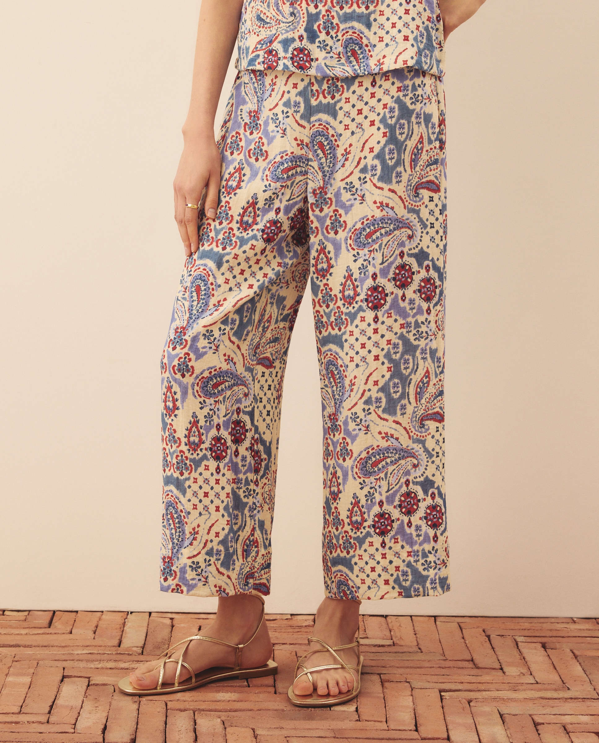 Pantalón de mujer fluido estampado - Southern Cotton - Azul Azul-2