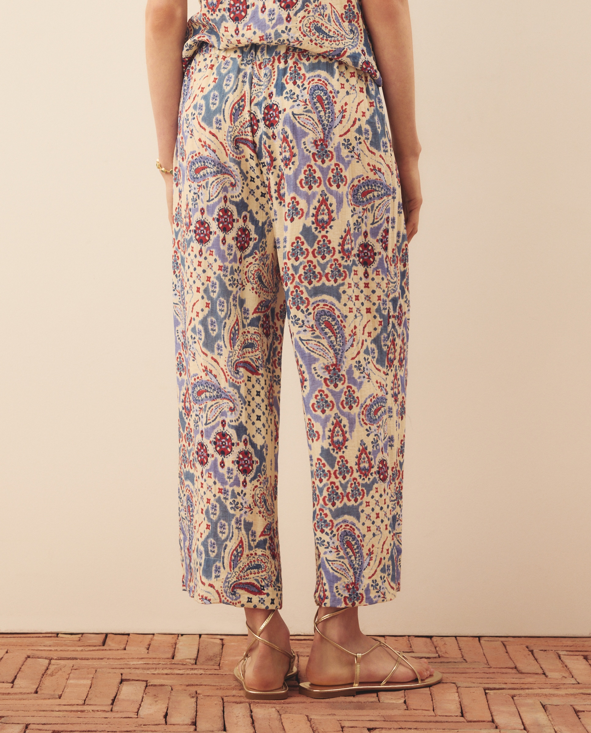 Pantalón de mujer fluido estampado - Southern Cotton - Azul Azul-3