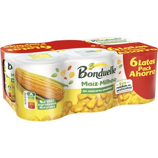 maíz dulce en grano sin azúcares añadidos pack 6 latas 140 g neto escurrido - Bonduelle