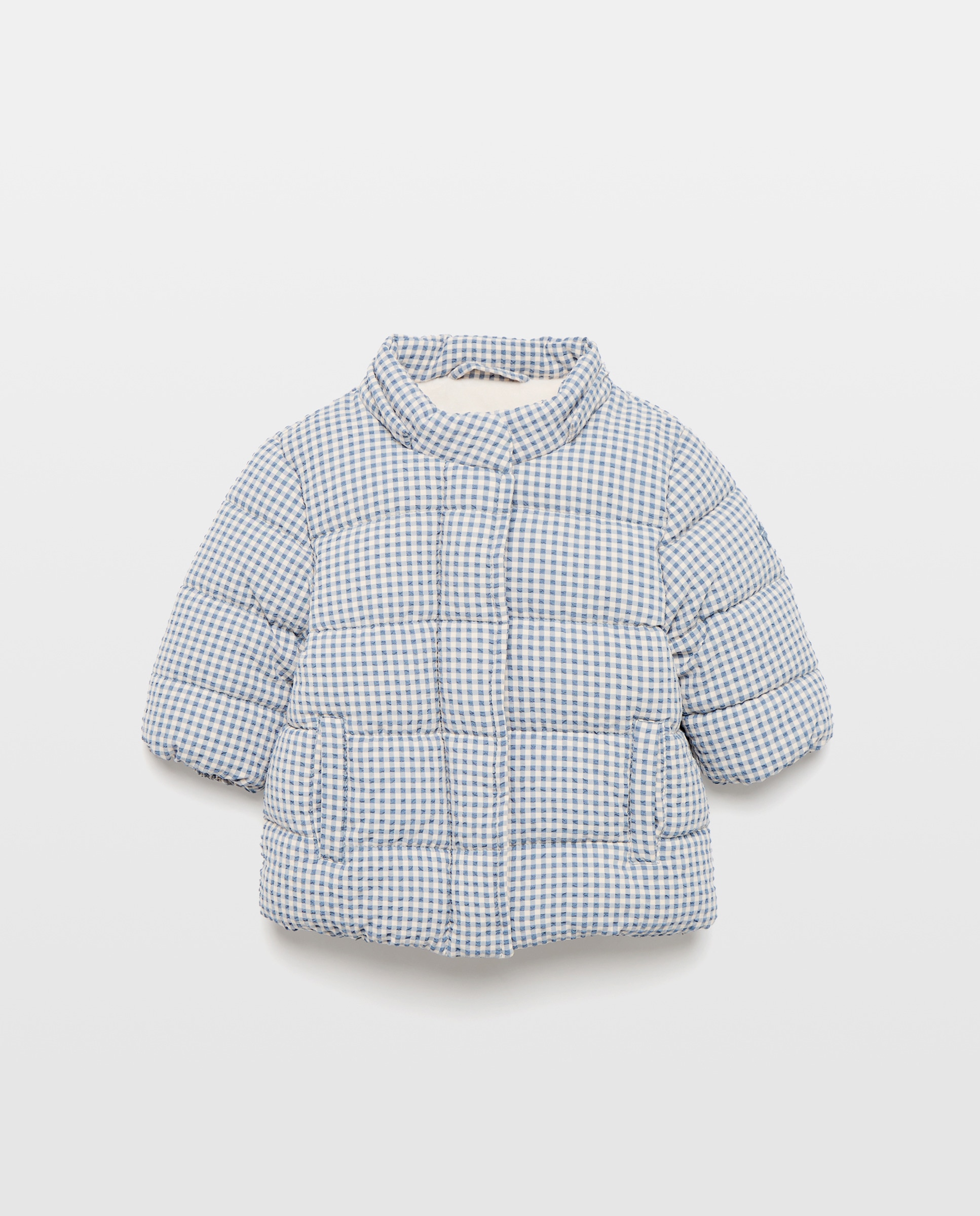 Parka Comprida de Nylon e Seersucker de Bebé com Capuz Desmontável de Pelo Coconut El Corte Inglés Azul-3