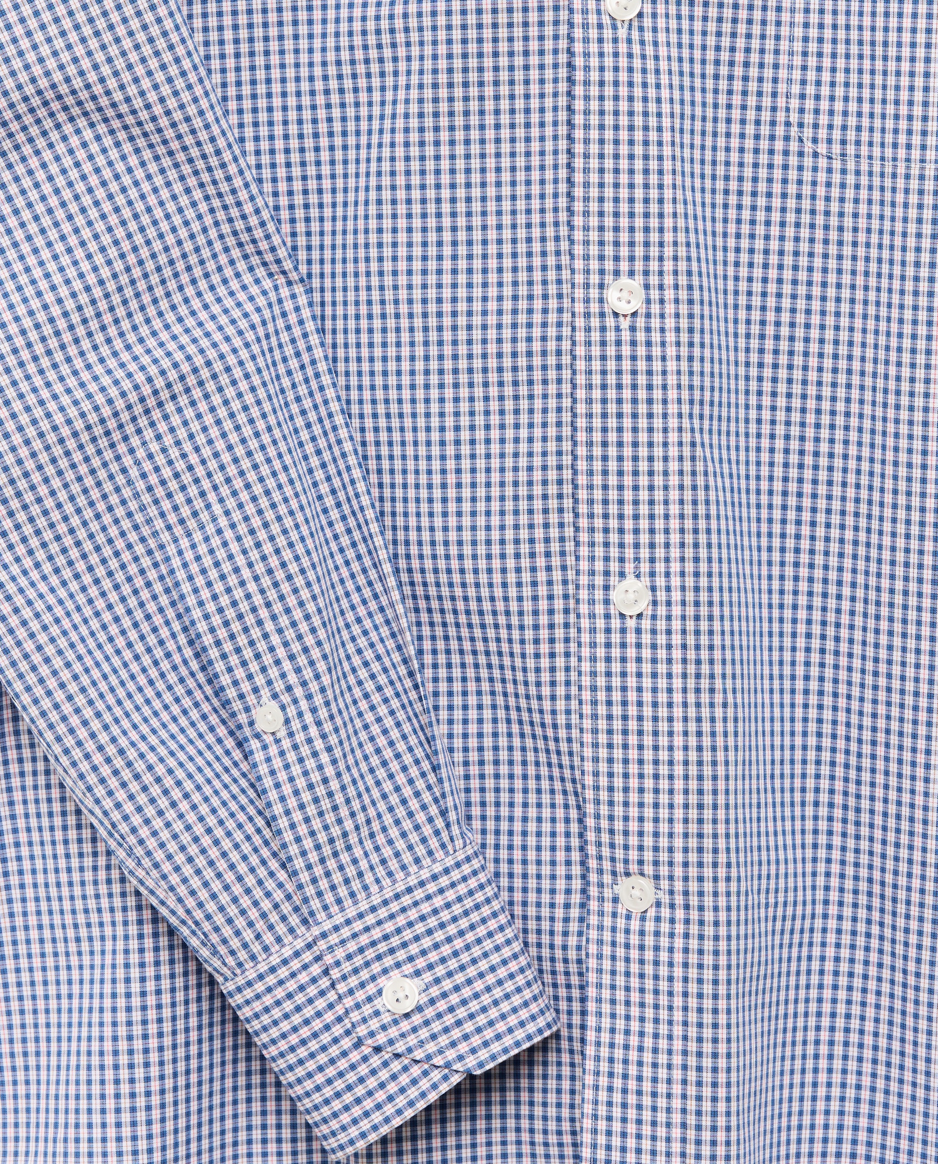 Camisa de Algodão Stretch de Popelina aos Quadrados Azul-2