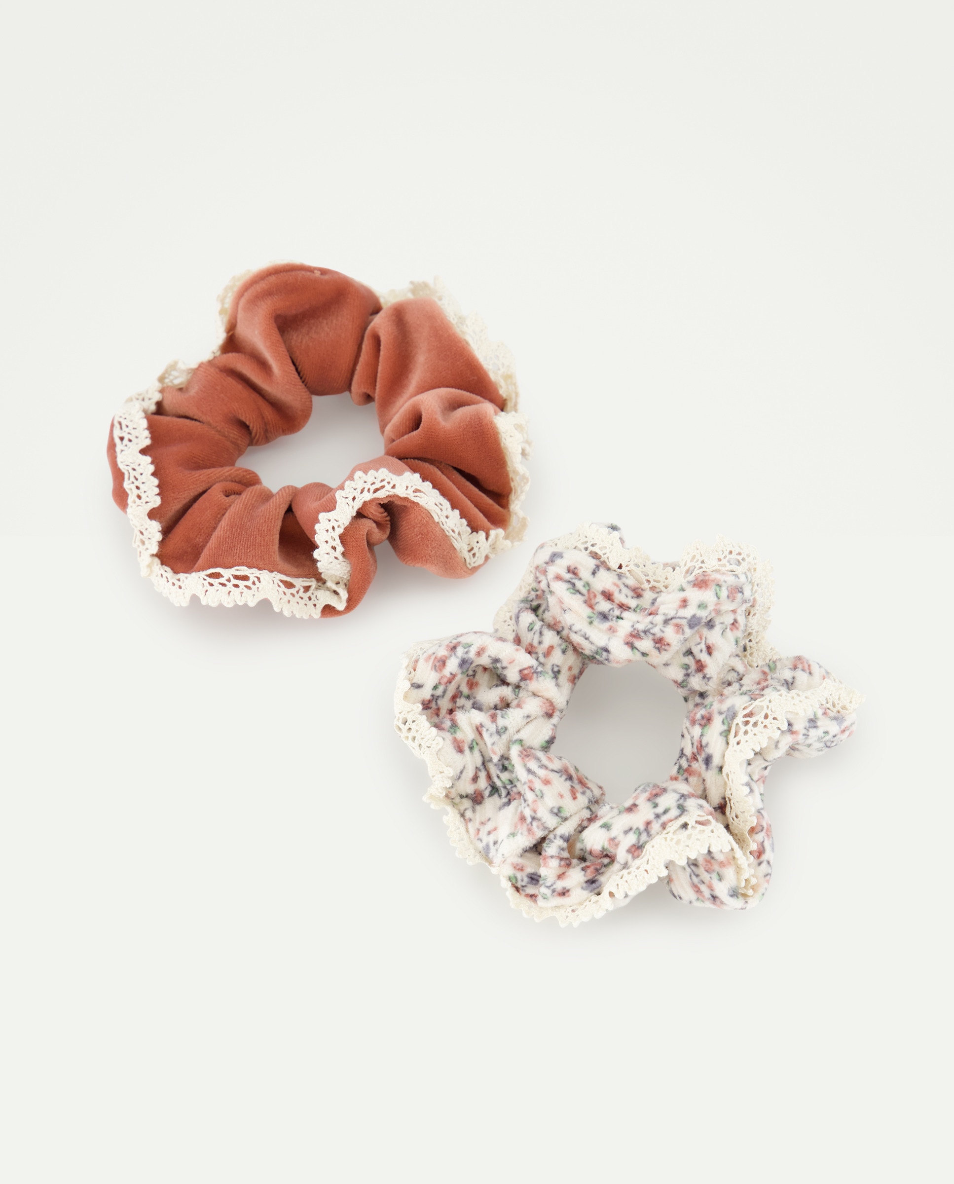 Pack x 2 Scrunchies pana flores y encaje de niña - Kids El Corte Inglés - Multicolor Multicolor-1