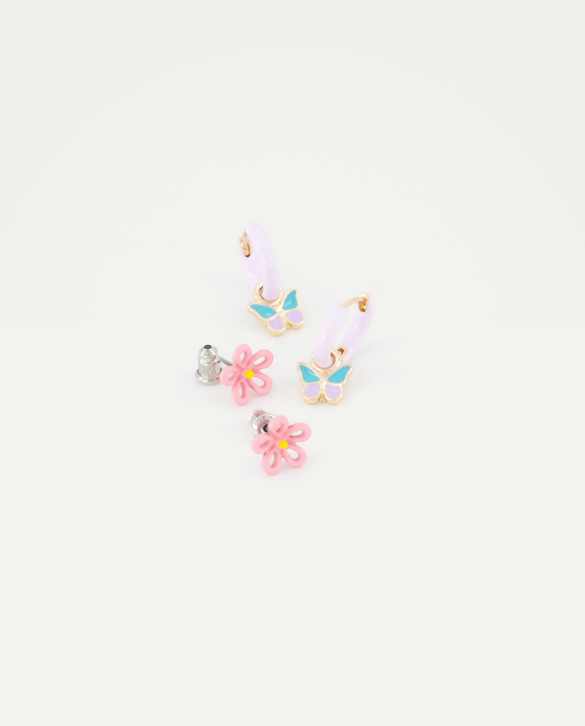 Pack de 2 Brincos Borboleta e Cogumelo Multicolor-2