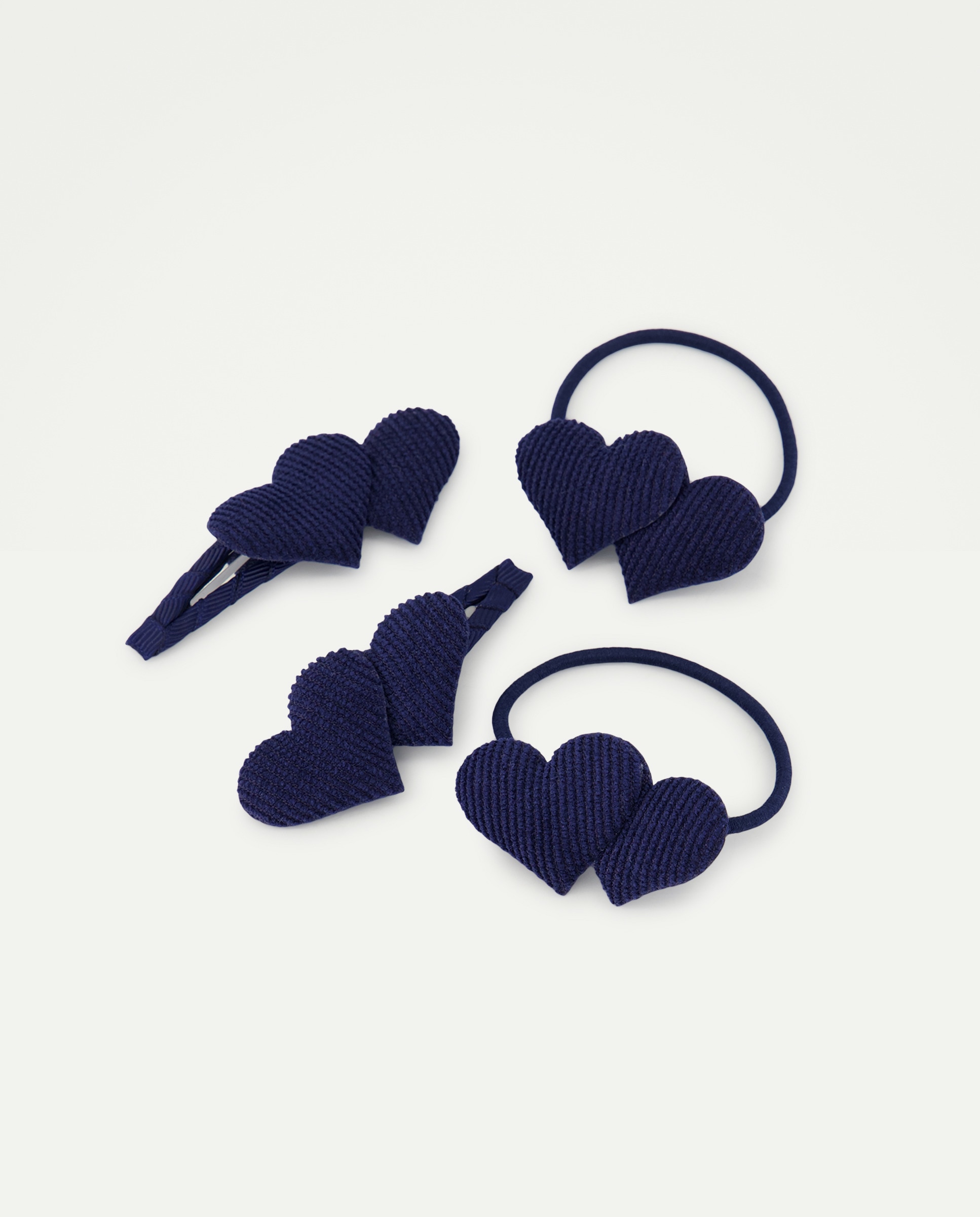 Pack de Ganchos + Elásticos de Bebé com Coração de Bombazina Baby El Corte Inglés Azul-marinho-2