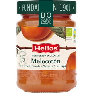 Bio mermelada ecológica extra de melocotón con azúcar de caña frasco 350 g - Helios