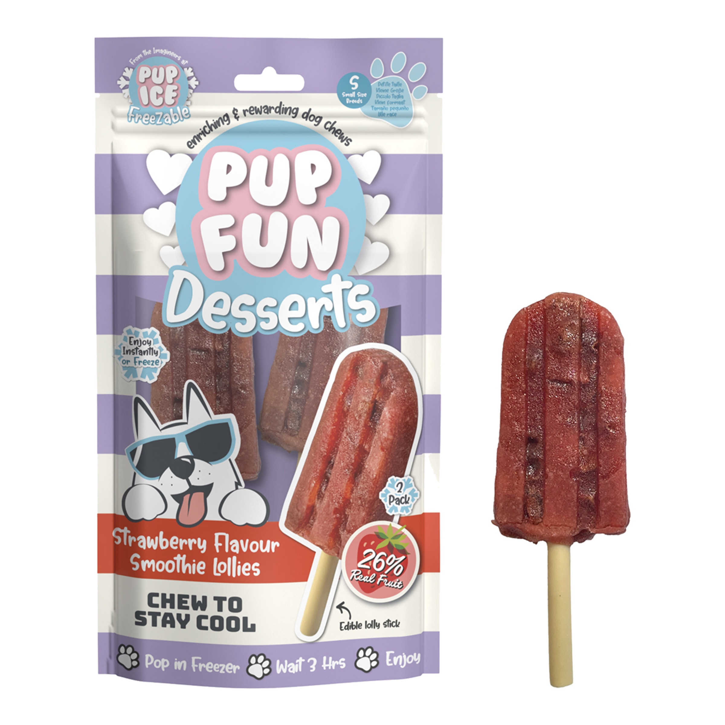 Imagen 0 de Snack helado para perros adultos pequeños fresa 2 unidades Pup Fun 60g