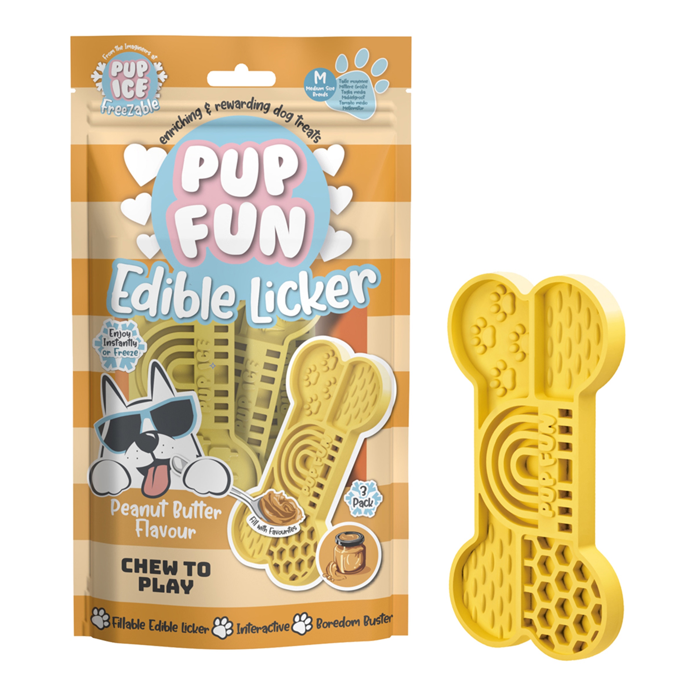 Imagen 0 de Snack para perros adultos medianos manteca de cacahuete 3 unidades Pup Fun 135 g