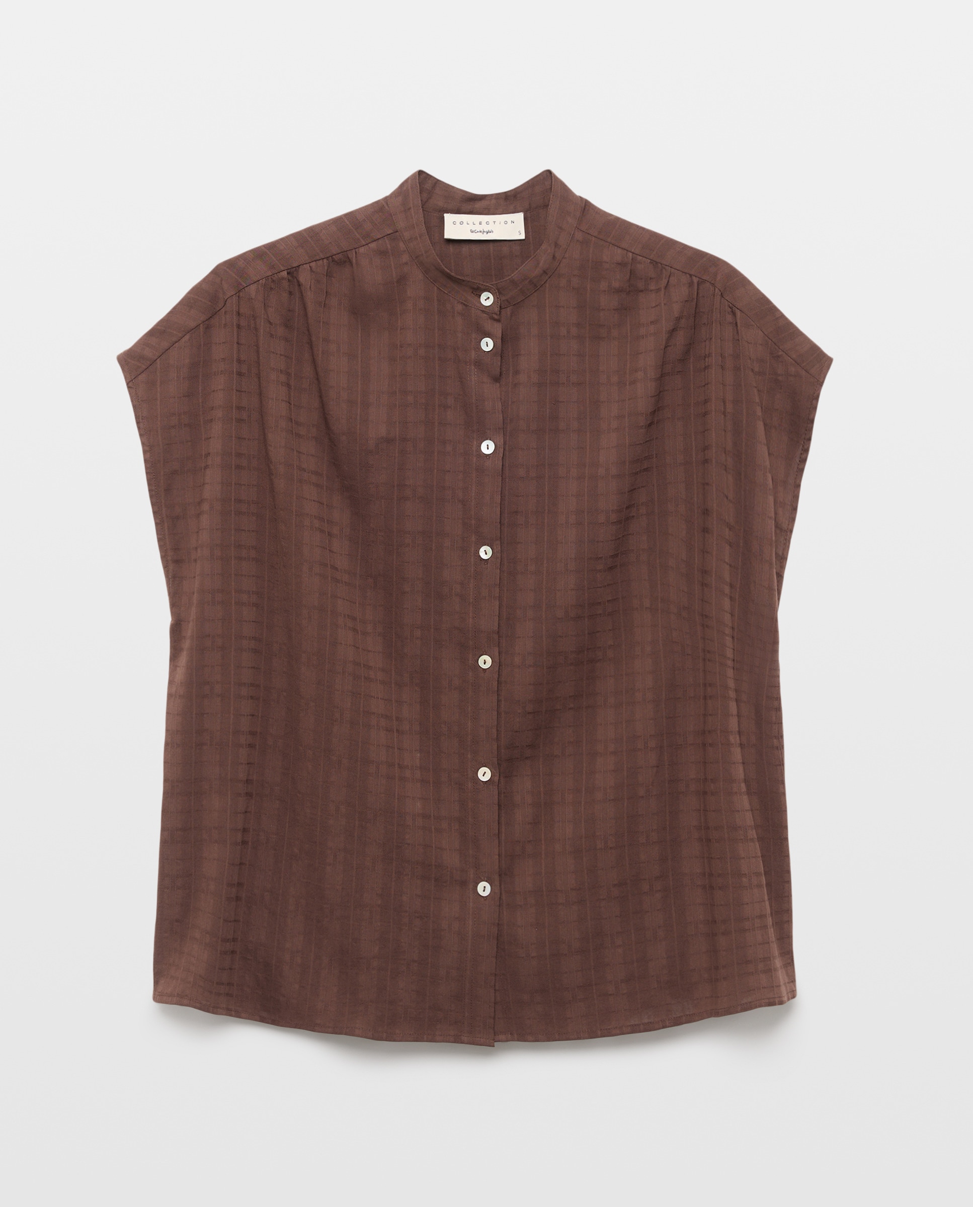 Imagem 0 de Blusa com Gola à Padre e Xadrez