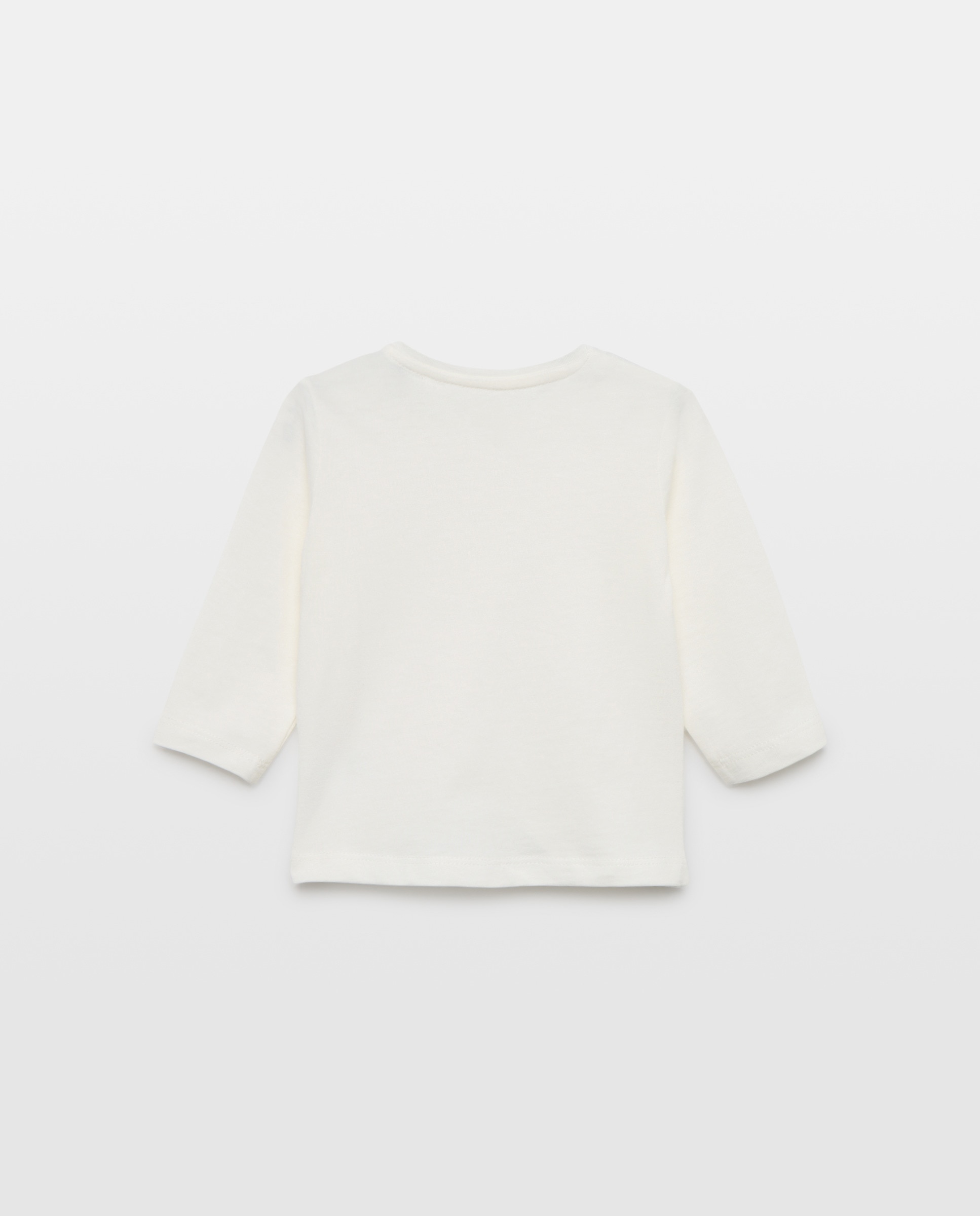 Camiseta básica de bebé cuello caja y manga larga - Baby El Corte Inglés - Blanco roto Blanco roto-2