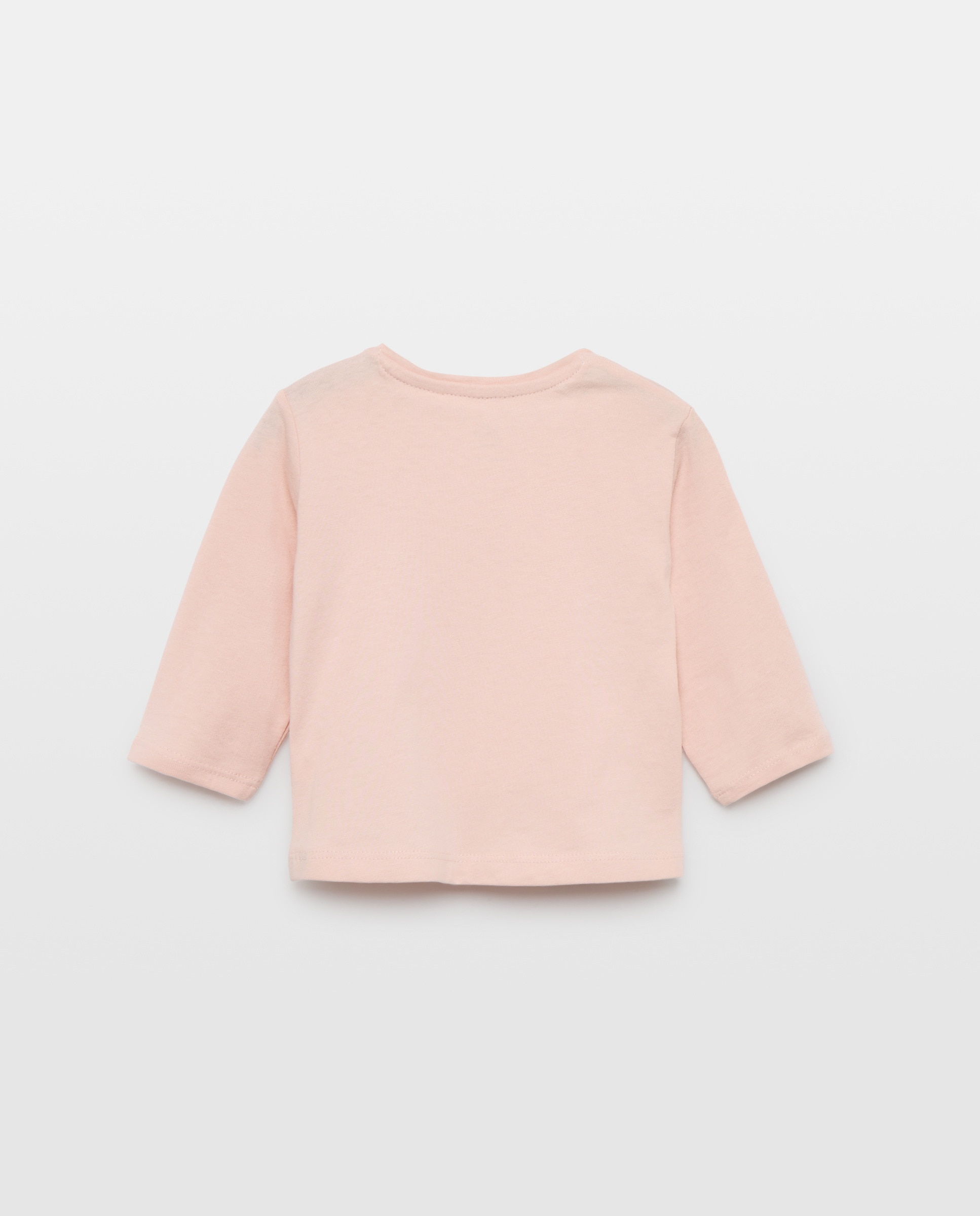 Camiseta básica de bebé cuello caja y manga larga - Baby El Corte Inglés - Rosa claro Rosa claro-2