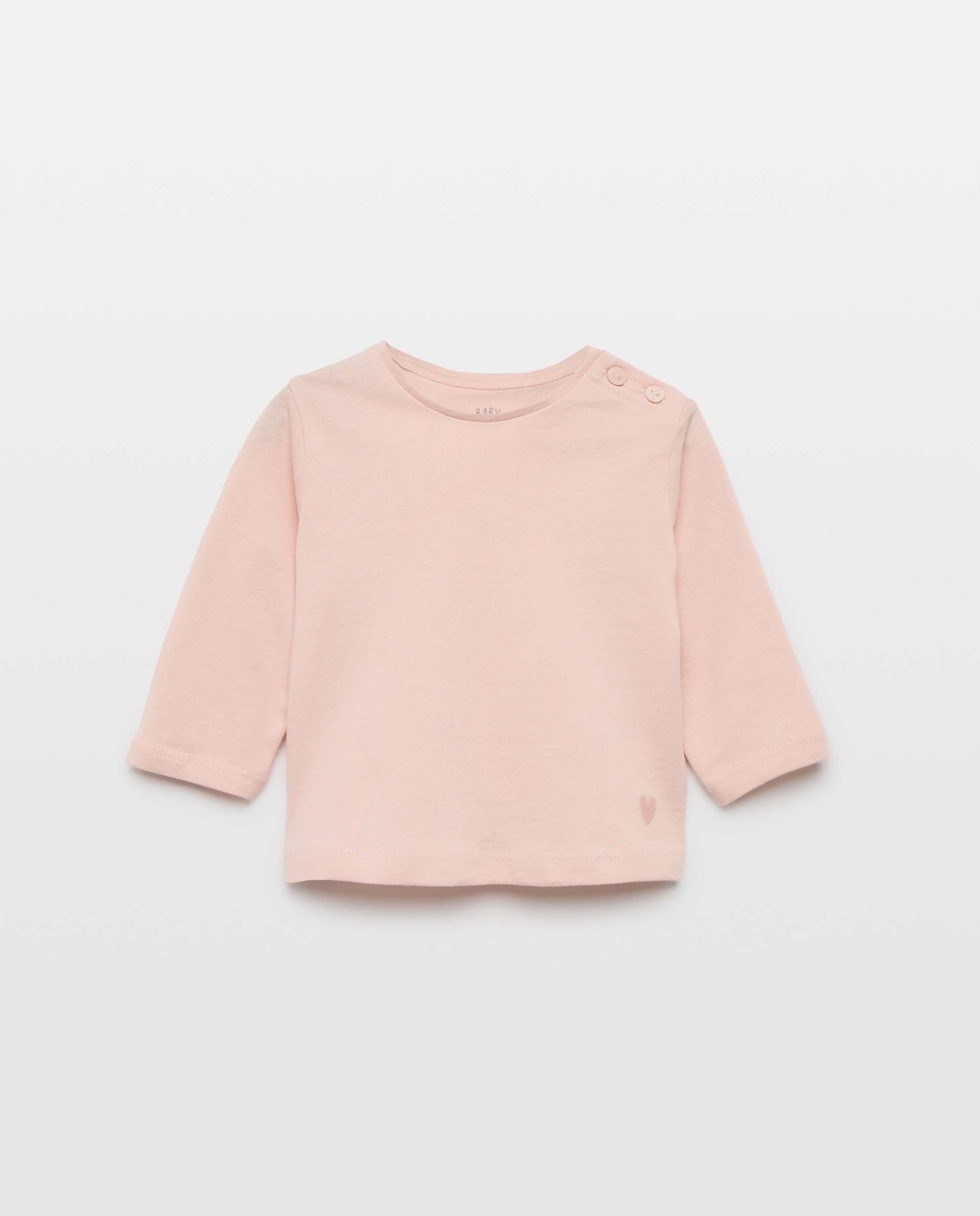Camiseta básica de bebé cuello caja y manga larga - Baby El Corte Inglés - Rosa claro Rosa claro-1