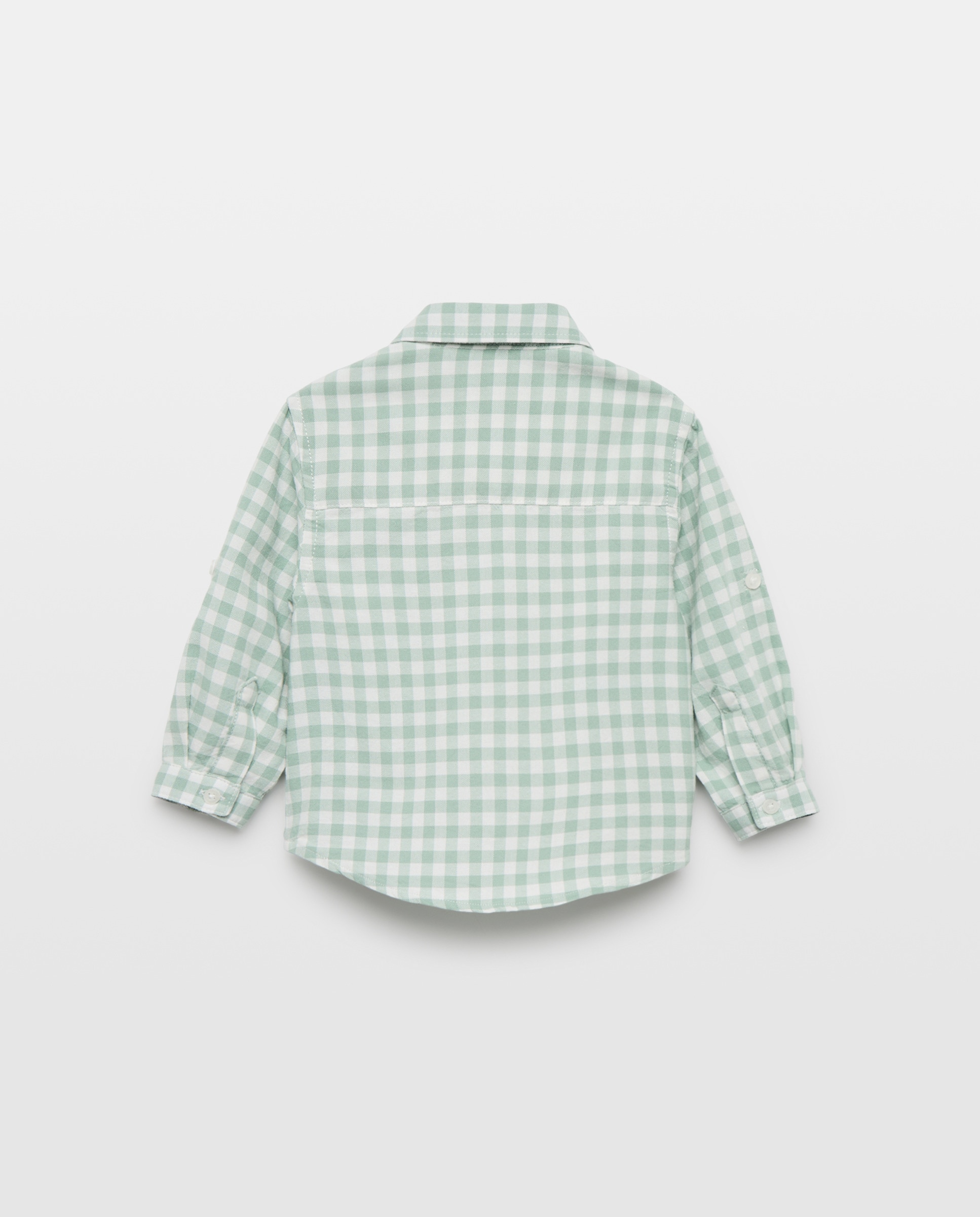 Camisa Oxford de Bebé aos Quadrados com Manga Comprida Verde-2