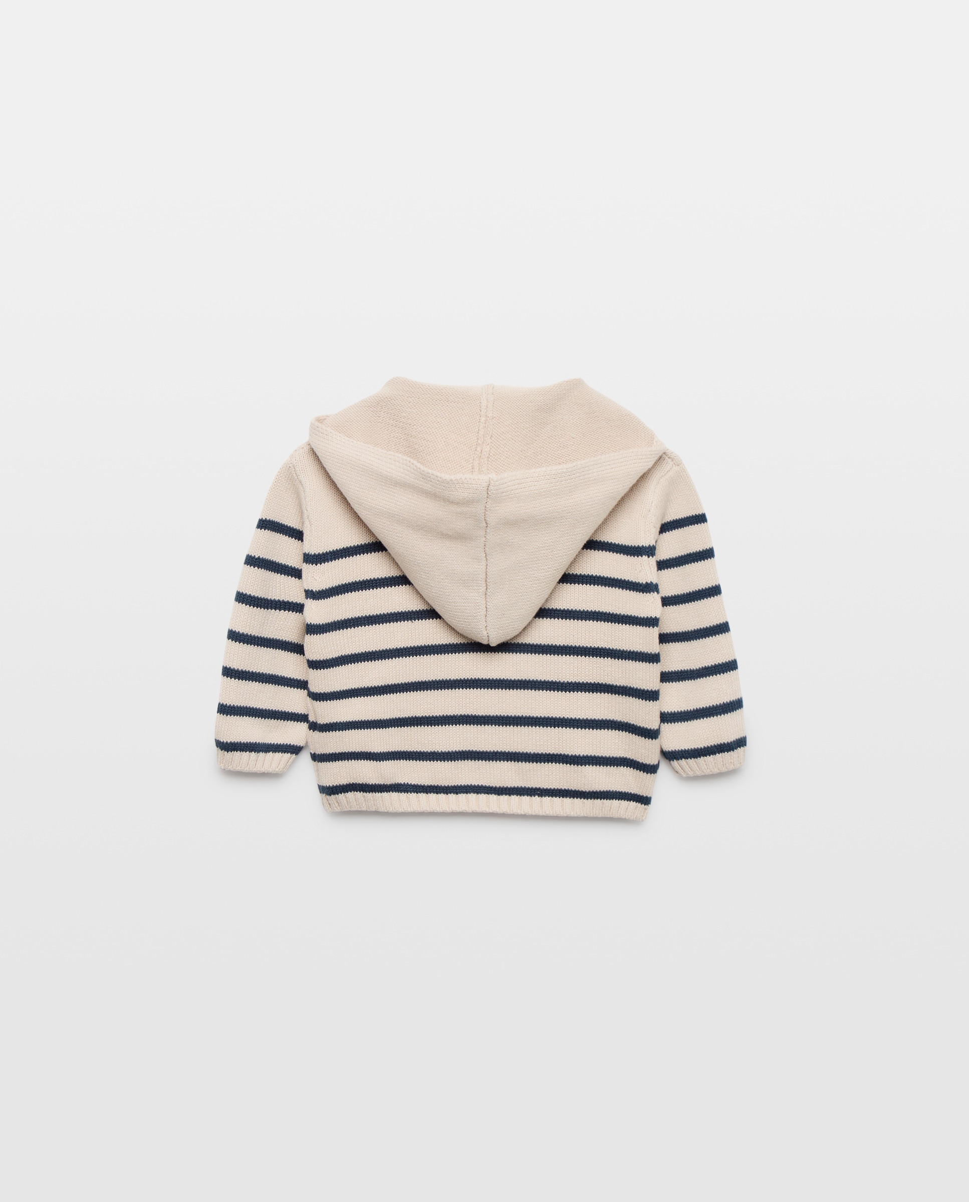 Jersey de bebé bolsillo canguro capucha punto bobo rayas 130 Marfil-2