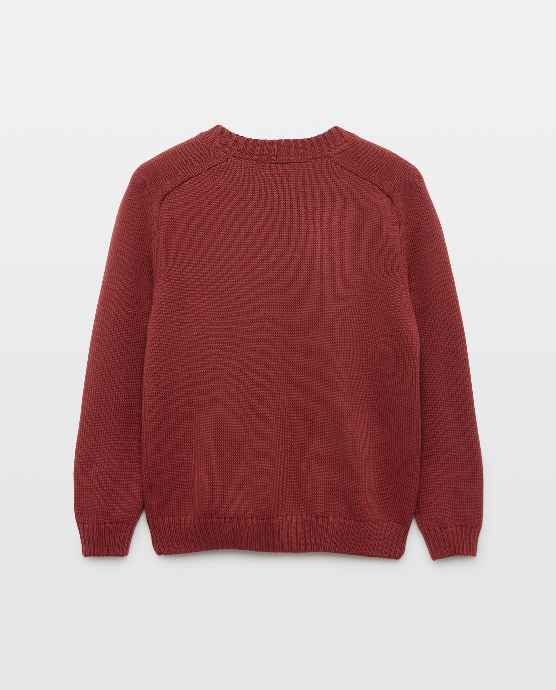 Jersey de niño cuello caja punto grueso rayas Naranja quemado-2