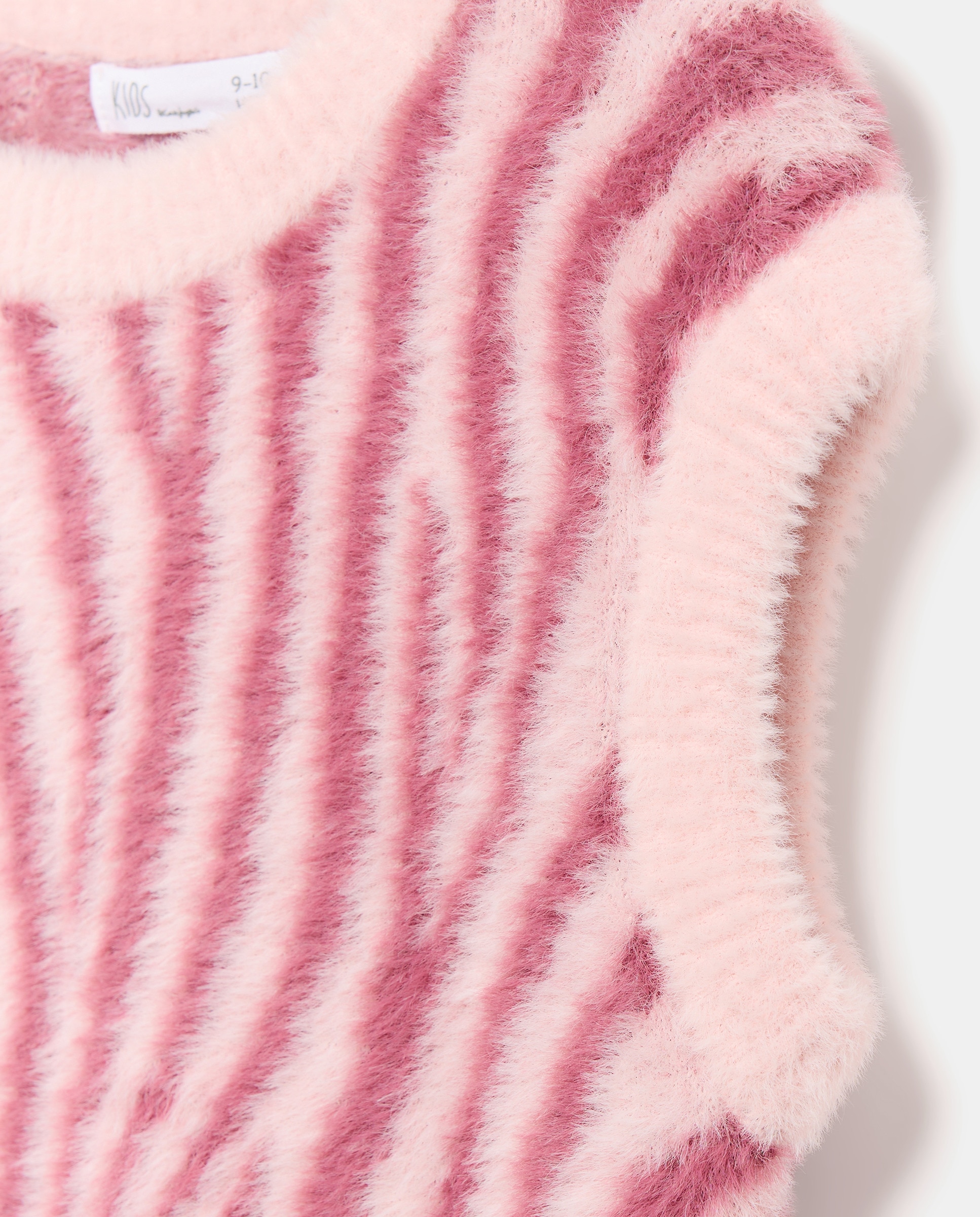 Colete Fechado de Pelo com Intársia e Animal Print de Zebra Rosa-2