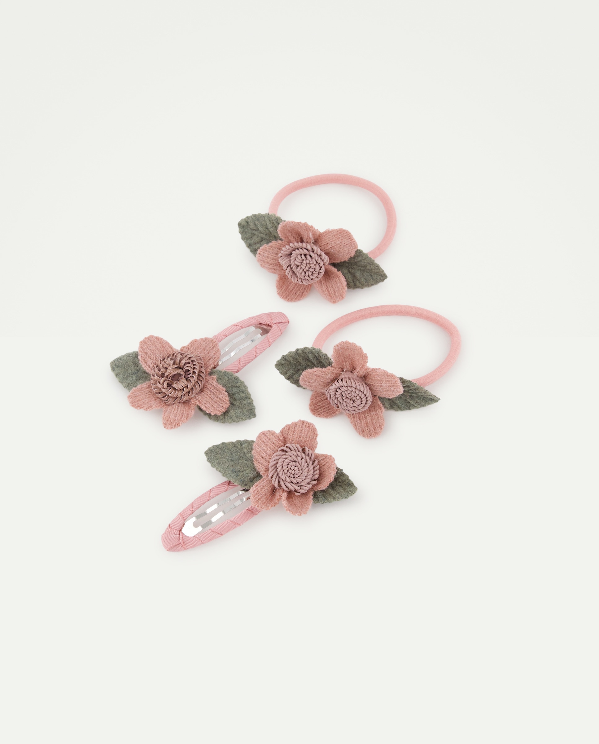 Pack de Ganchos + Elásticos de Bebé com Flores de Feltro Baby El Corte Inglés 200 Rosa-2