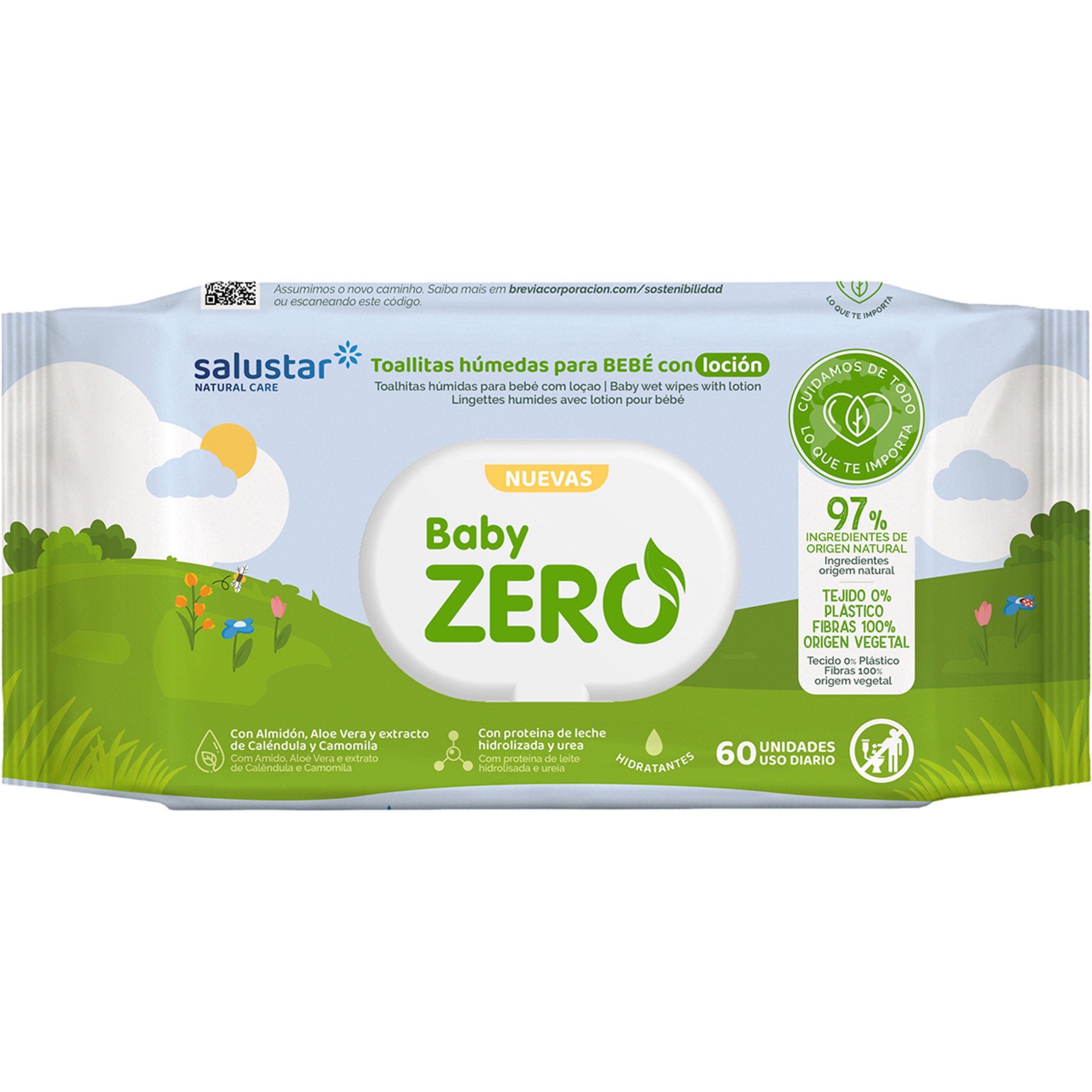 toallitas húmedas para bebés Baby Zero sin parabenos ni alcohol paquete 60 unidades
