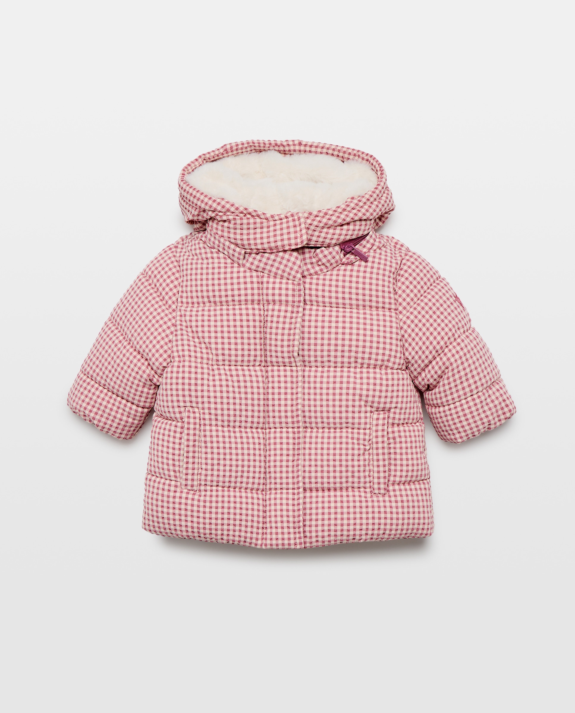 Parka nylon seersucker con capucha desmontable pelo largo de bebé - Coconut El Corte Inglés - Rosa Rosa-1