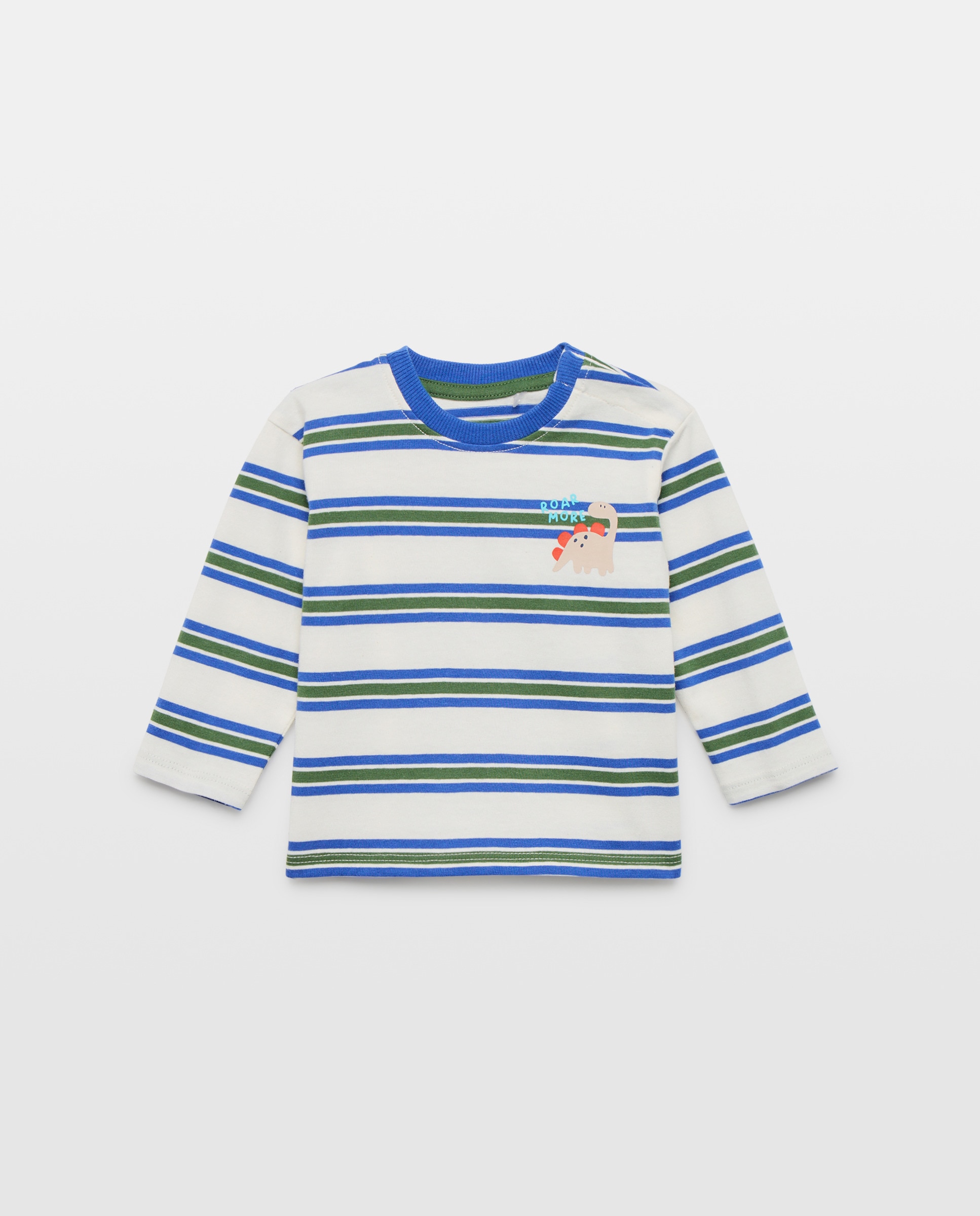T-shirt de Bebé com Manga Comprida às Riscas Azul-1