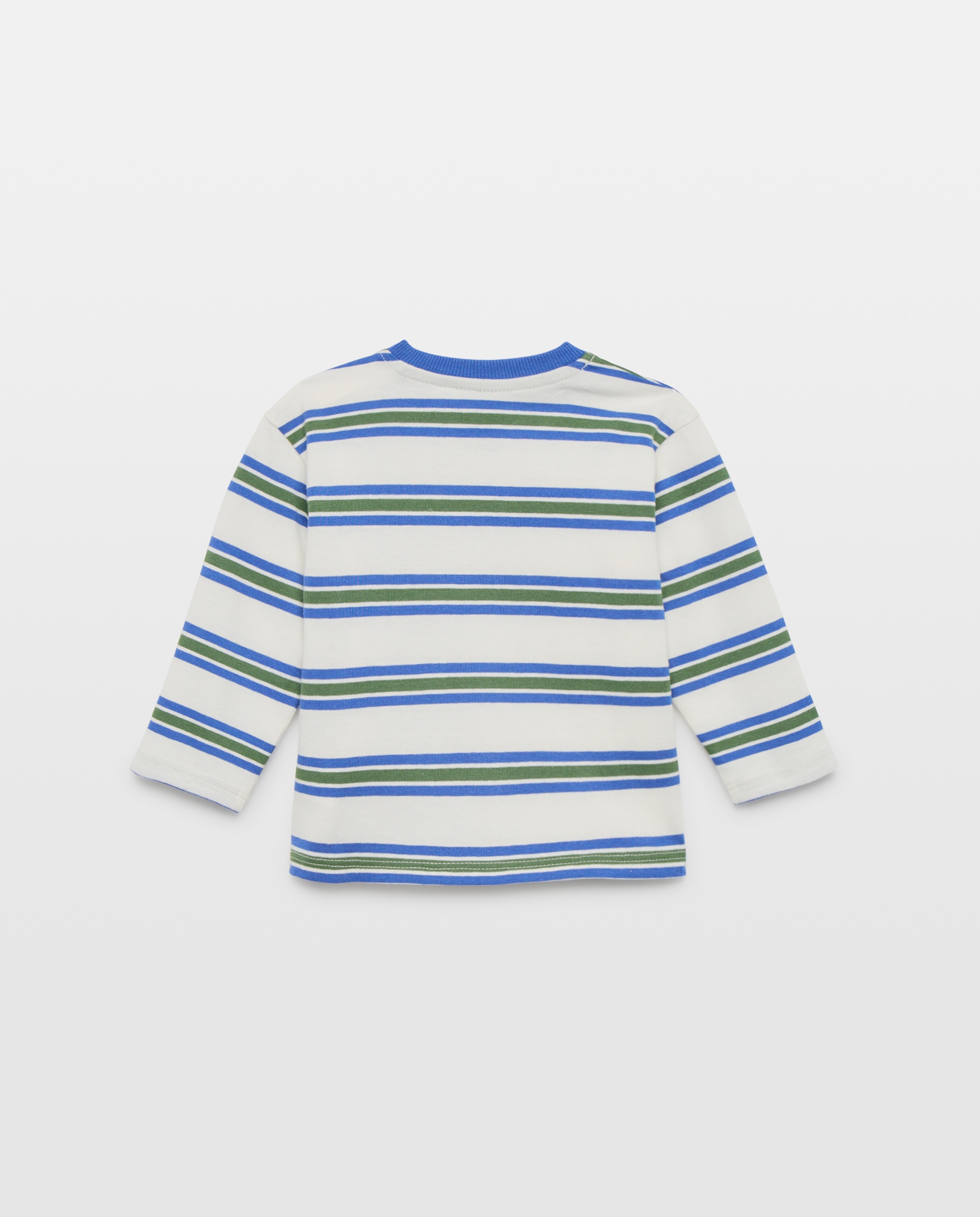 T-shirt de Bebé com Manga Comprida às Riscas Azul-2