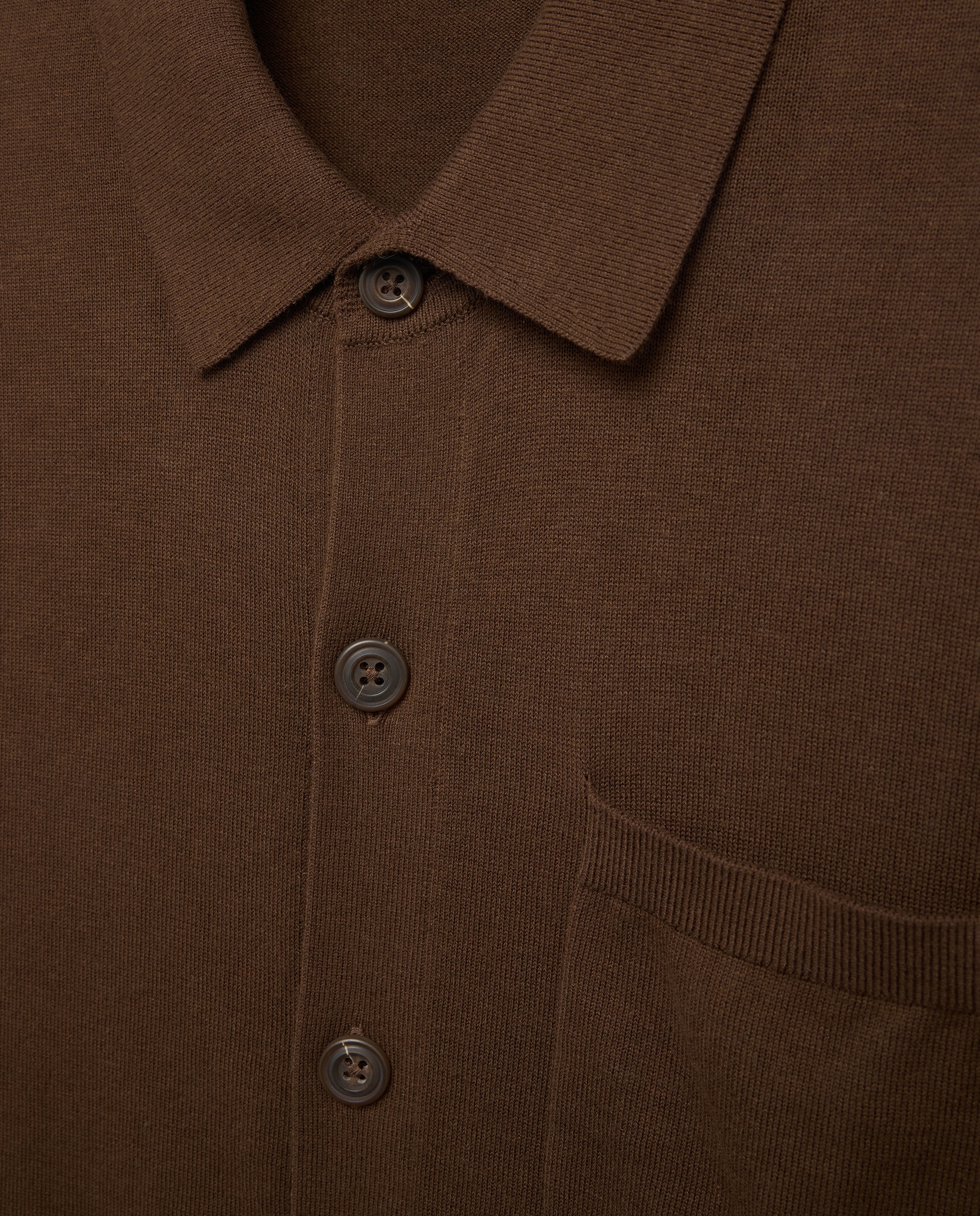 Cardigan Liso de Algodão e Seda com Botões Castanho-escuro-2