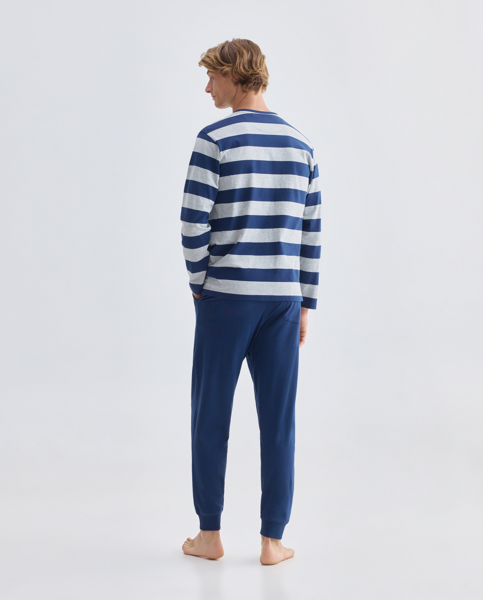 Pijama Circular às Riscas Azul-marinho-2