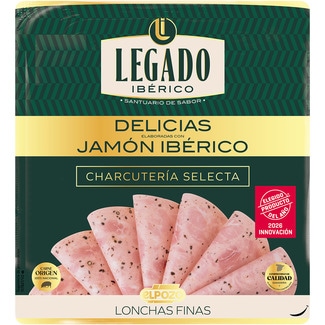 delicias elaboradas con jamón ibérico en lonchas finas sin gluten envase 130 g - Legado Iberico