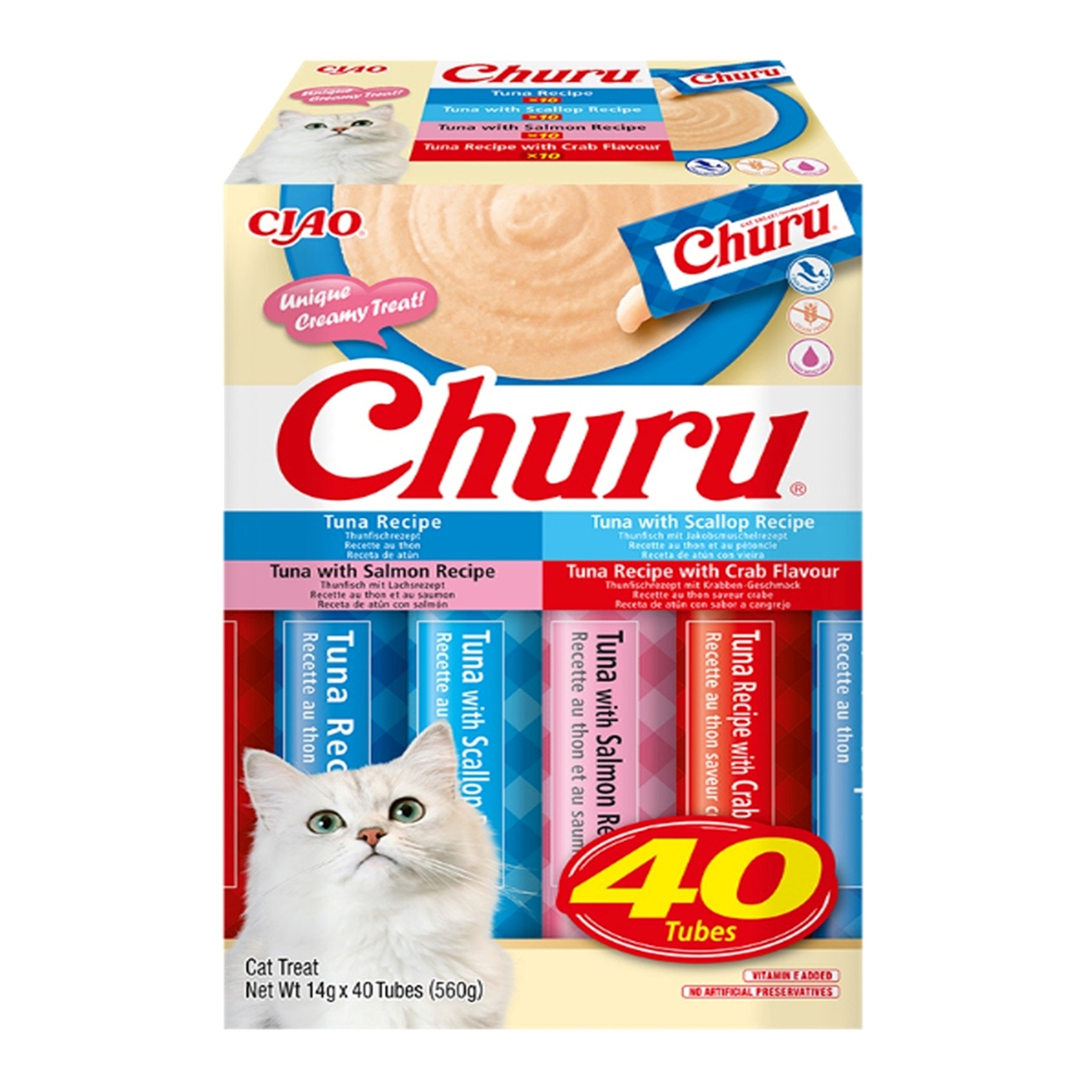 Imagen 0 de Snack para gatos adultos Churu variedades atún 40 x 14 g