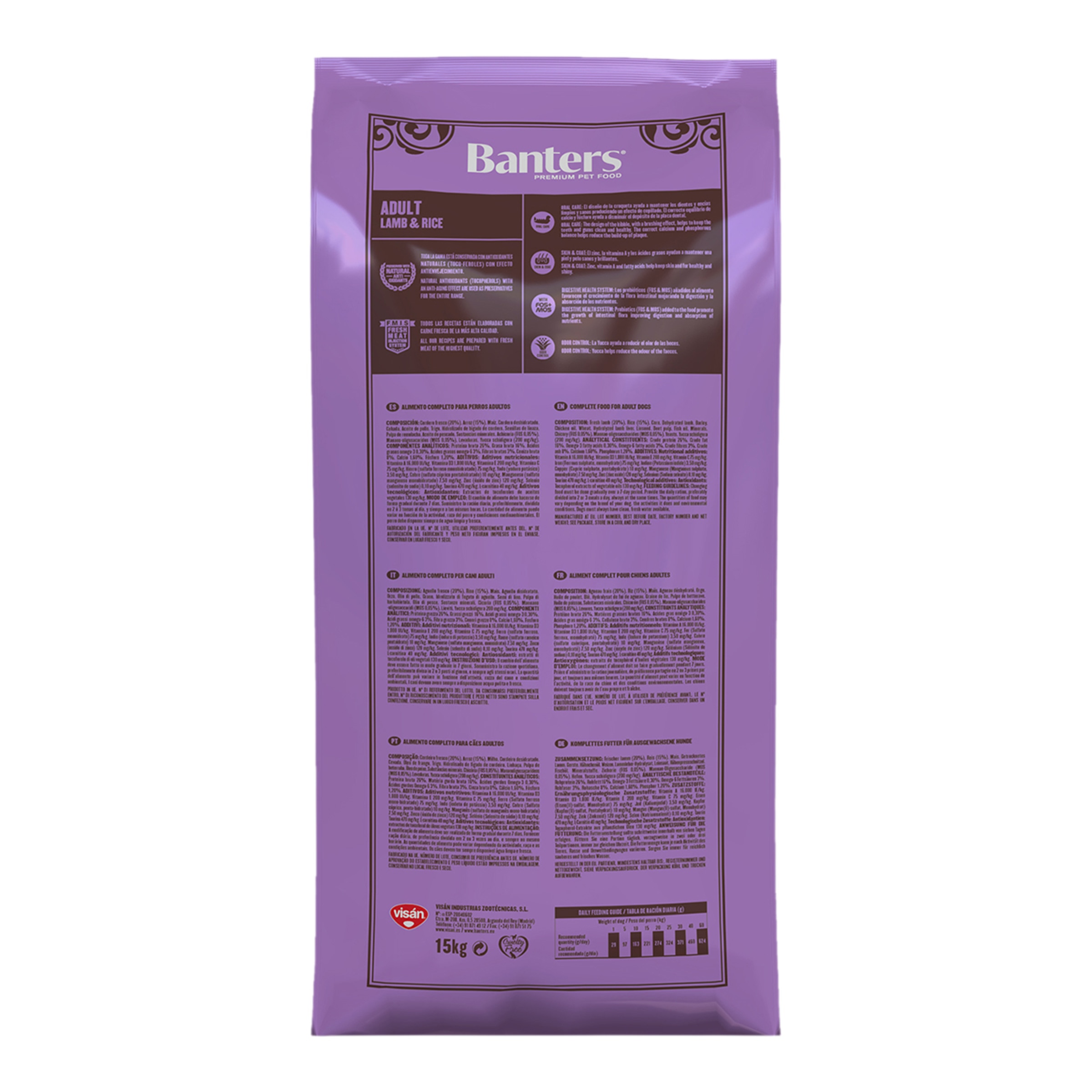 Pienso para perros adultos medianos Banters cordero y arroz 15 Kg 2