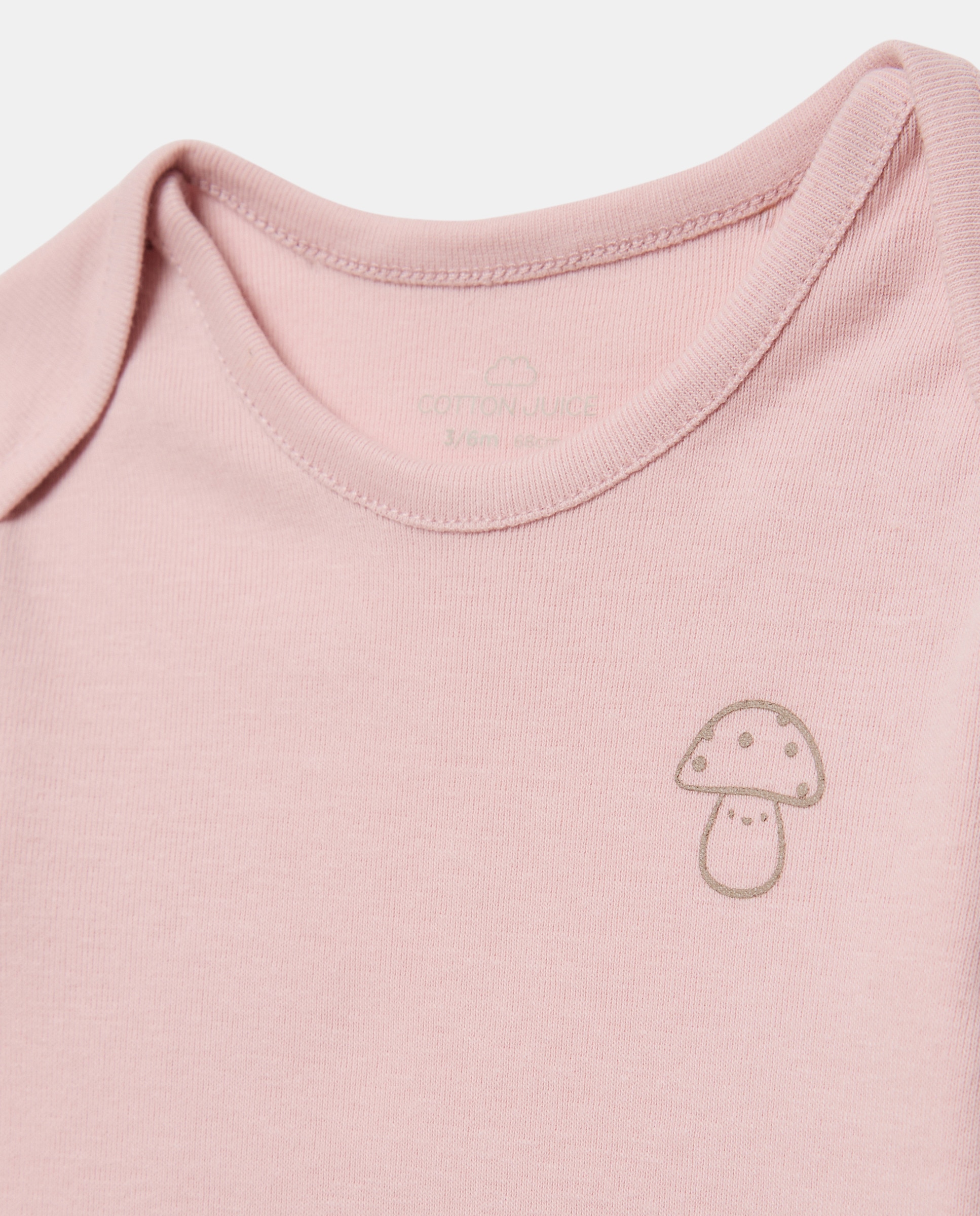 Pack de 2 Bodies de Bebé com Manga Comprida e Fantasia Cotton Juice Rosa-3