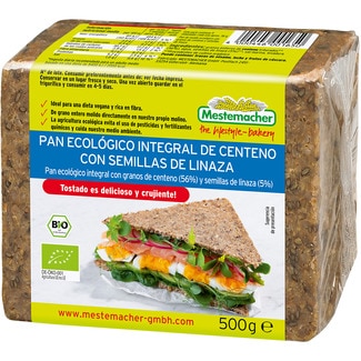 pan ecológico integral de centeno con semillas de linaza paquete 500 g - Mestemacher