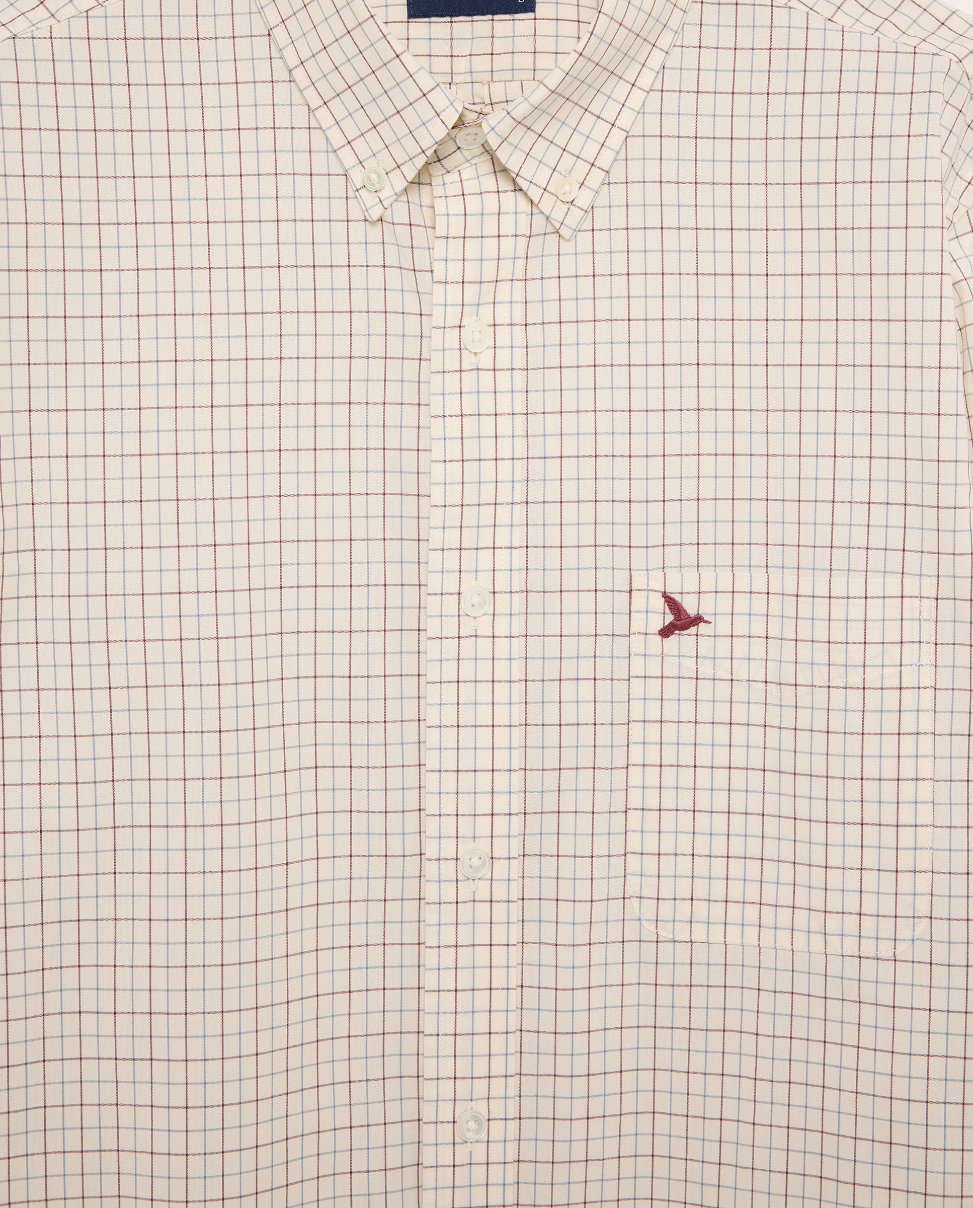Camisa de Popelina Slim Fit aos Quadrados Azul-2