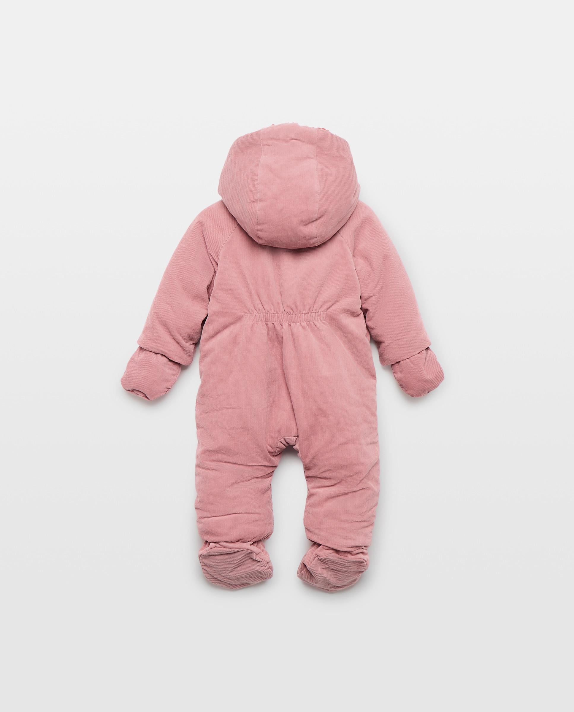 Babygrow de Bebé de Bombazina Fina Pés + Mãos com Dois Bolsos Coconut El Corte Inglés 230 Rosa Escuro-2