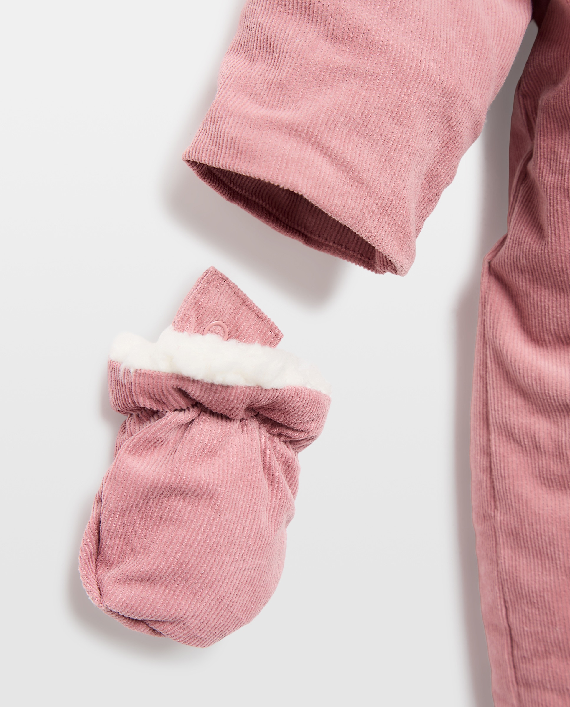 Babygrow de Bebé de Bombazina Fina Pés + Mãos com Dois Bolsos Coconut El Corte Inglés 230 Rosa Escuro-3
