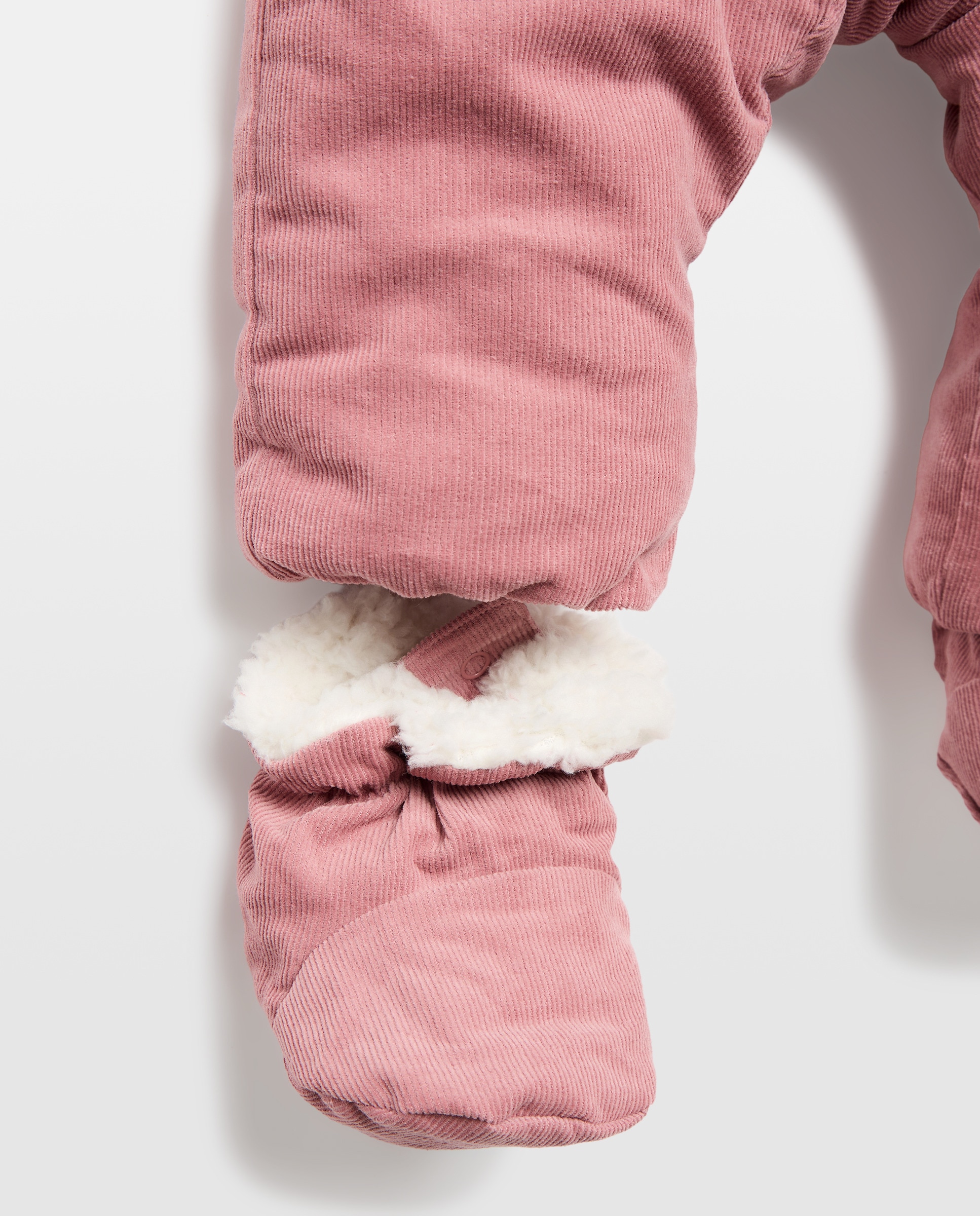 Babygrow de Bebé de Bombazina Fina Pés + Mãos com Dois Bolsos Coconut El Corte Inglés 230 Rosa Escuro-4