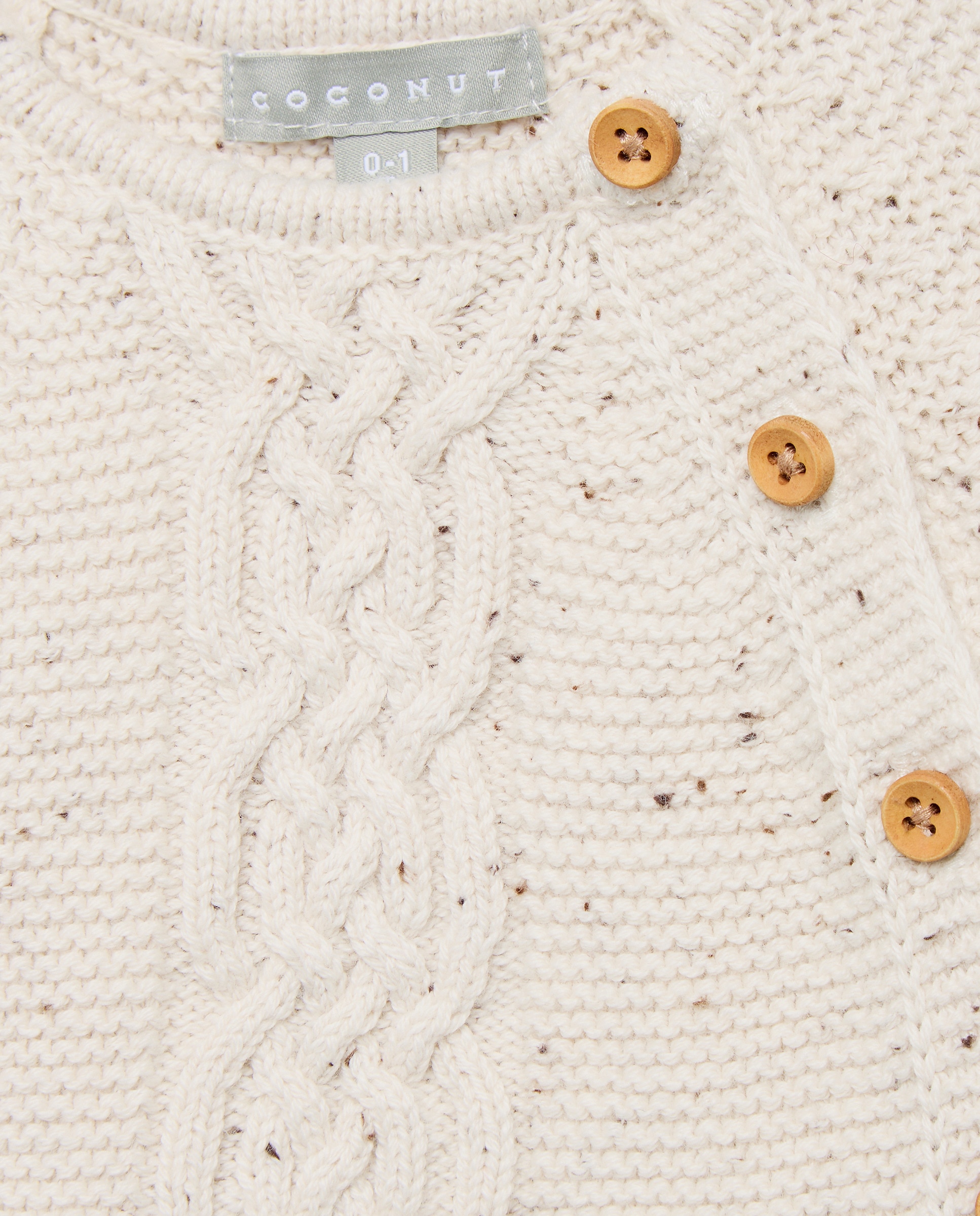 Camisola de Malha de Tricot de Bebé com Decote Redondo com Malha do Cabo e Abertura Lateral Coconut El Corte Inglés Rice Paper-3