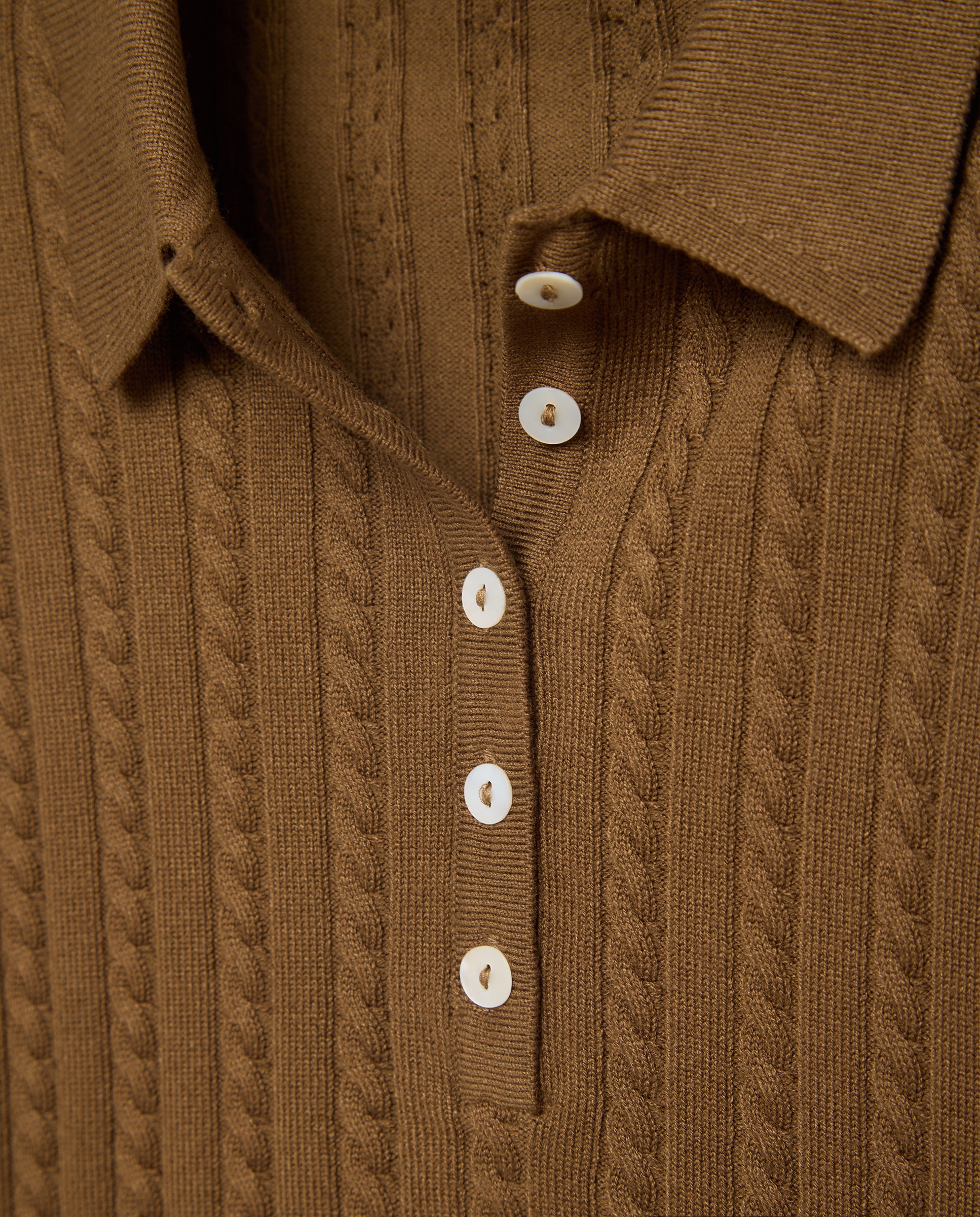 Camisola de Malha do Cabo com Colarinho de Polo 371 Óleo-2