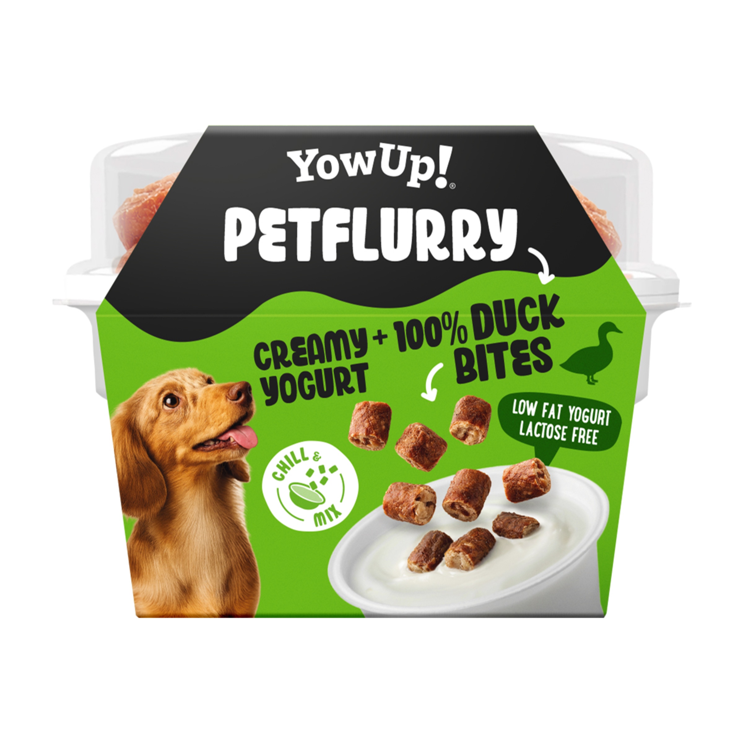 Imagen 0 de Yogur Petflurry con Topping sin lactosa para perros y gatos Yo wup pato 125 g